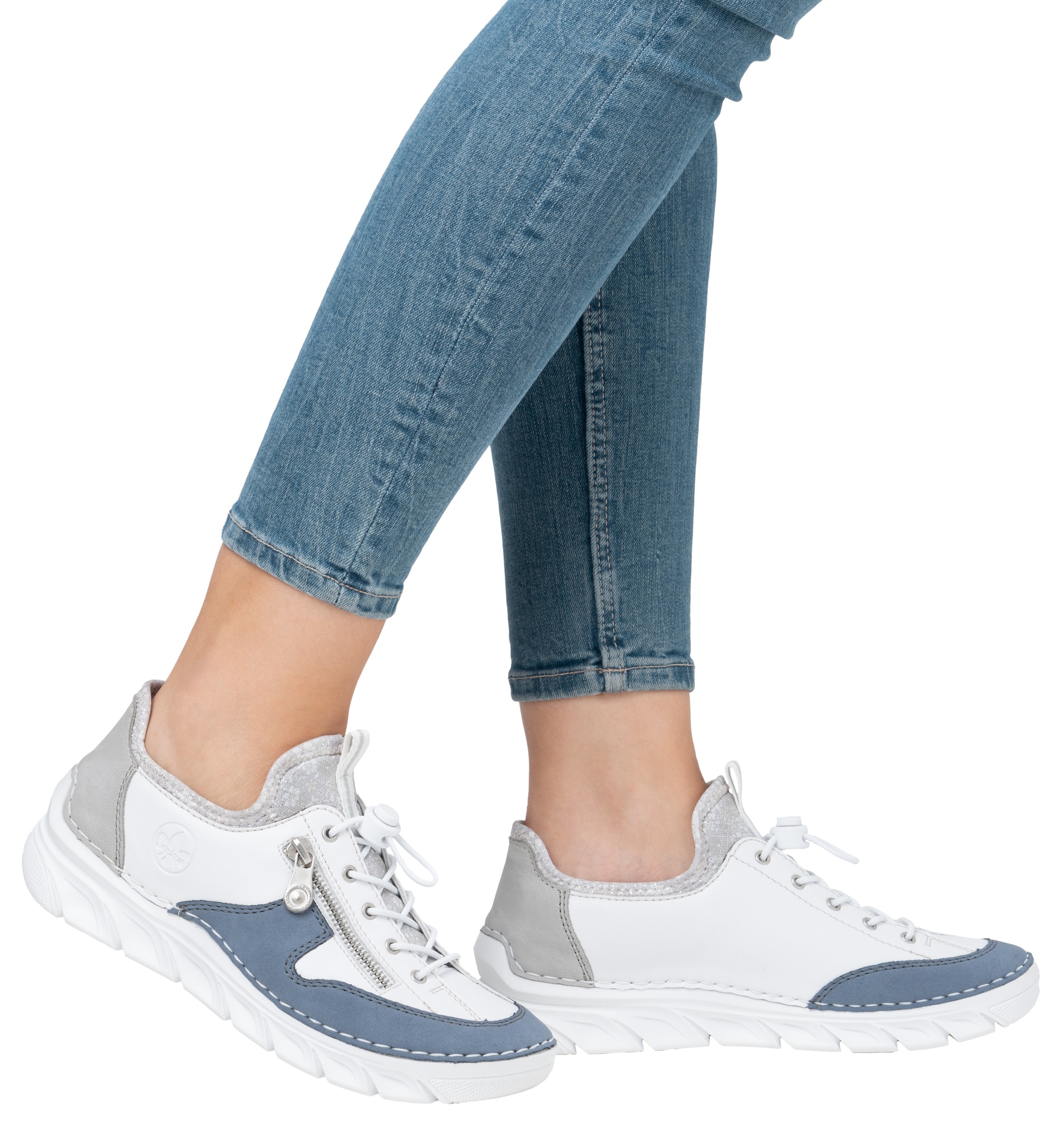 Rieker Slip-On Sneaker, Slipper, Freizeitschuh mit kontrastfarbenen Besätzen