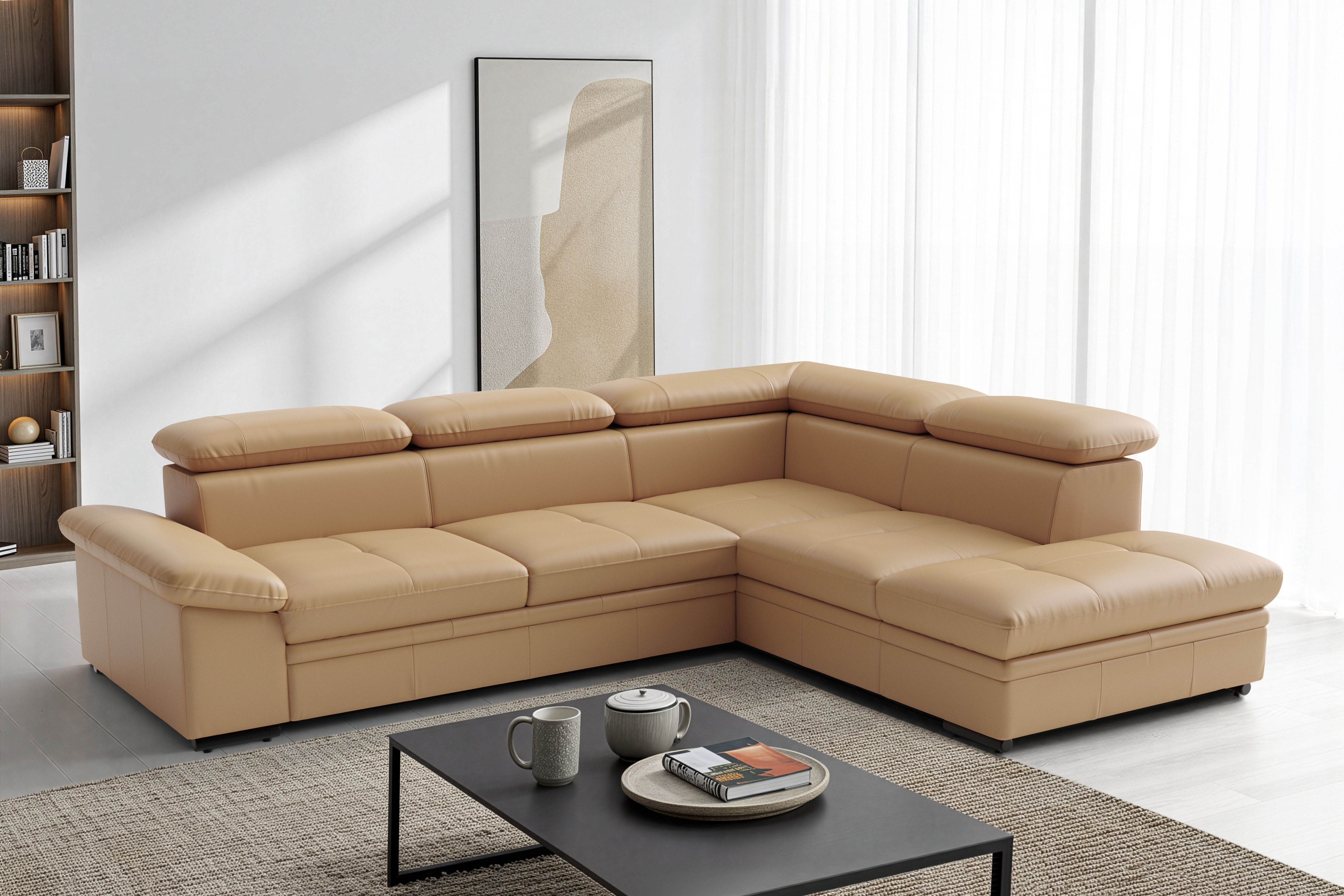 sit&more Ecksofa "Viola L-Form, B: 249 cm, Arm- & Kopfteilverstellung" optional Schlaffunktion, Sofa mit Komfortsitz in Leder