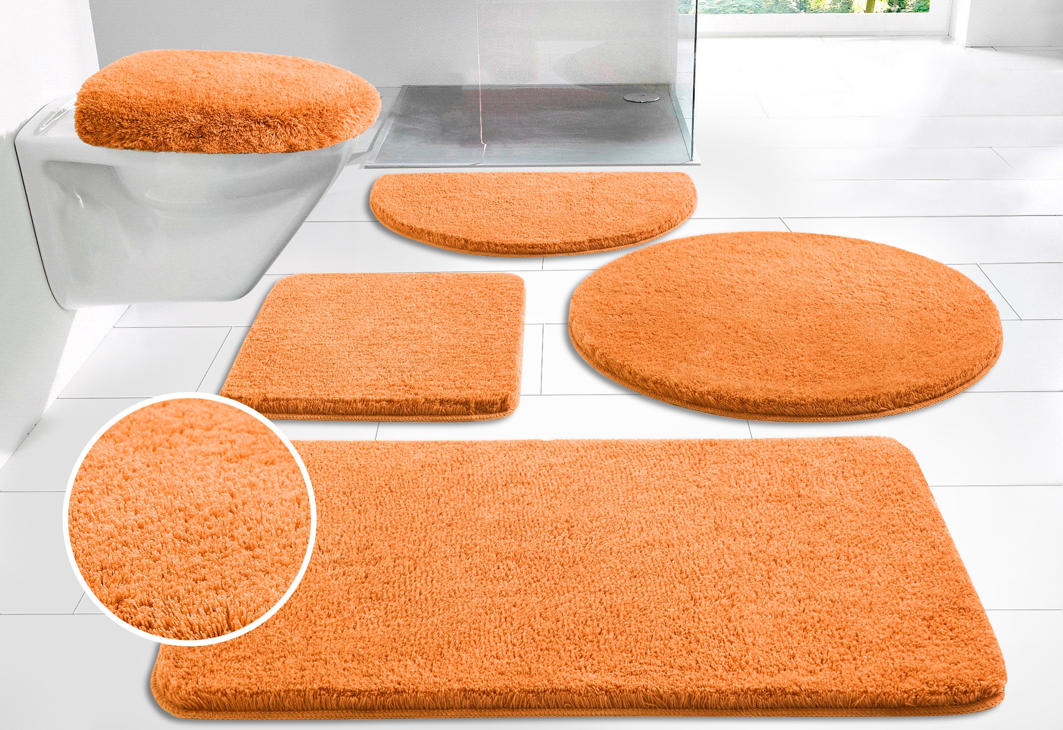 OTTO home Badematte "Merida, Badvorleger, Badezimmer Teppich" Höhe 32 mm rutschhemmend beschichtet fußbodenheizungsgeeignet schnell trocknend strapazierfähig Badteppich, Uni Farben, rechteckig, rund & als 2-tlg. Set erhältlich