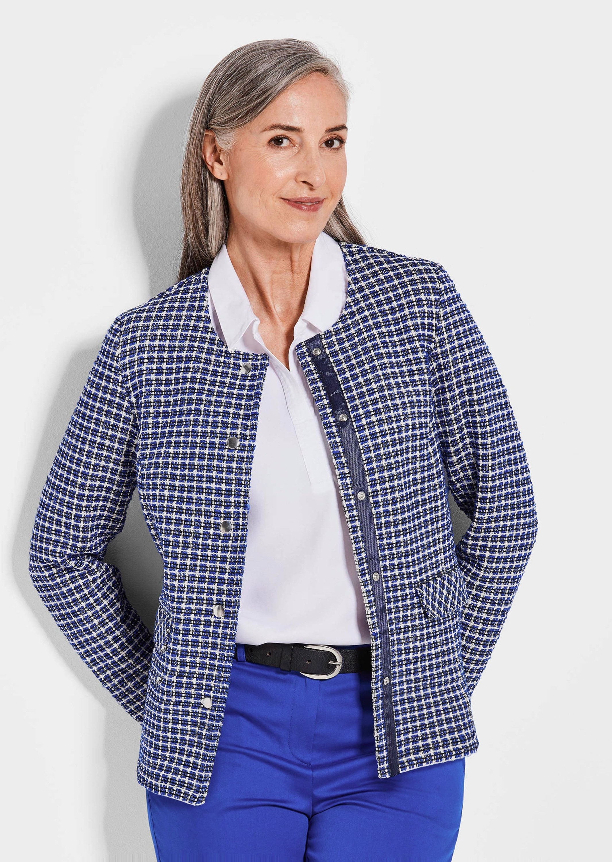 GOLDNER Jackenblazer »Elegante Karo-Jacke mit Glanzeffekten«