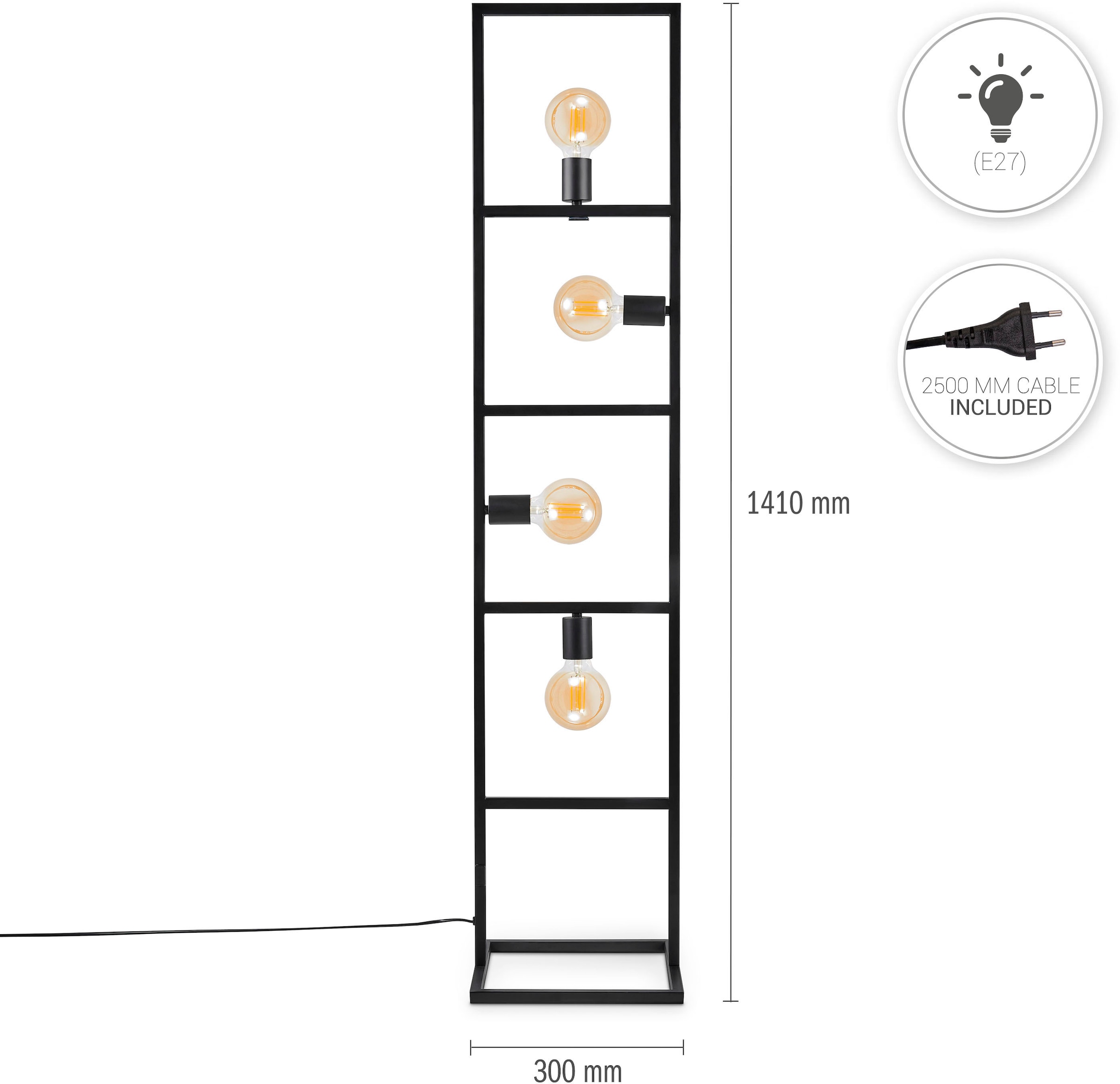 Paco Home Stehlampe »OSKAR«, Leuchtmittel E27 | ohne Leuchtmittel, LED Stehlampe Standleuchte Wohnzimmer Schlafzimmer Esszimmer Modern