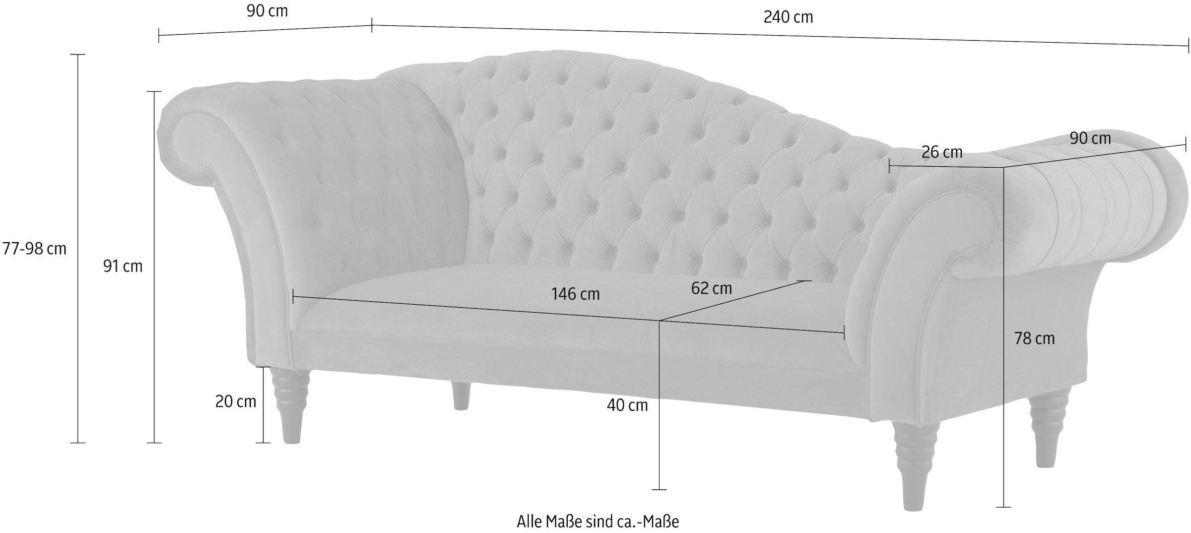 Home affaire 3-Sitzer »Chester«, mit Knopfheftung in Recamieren-Optik