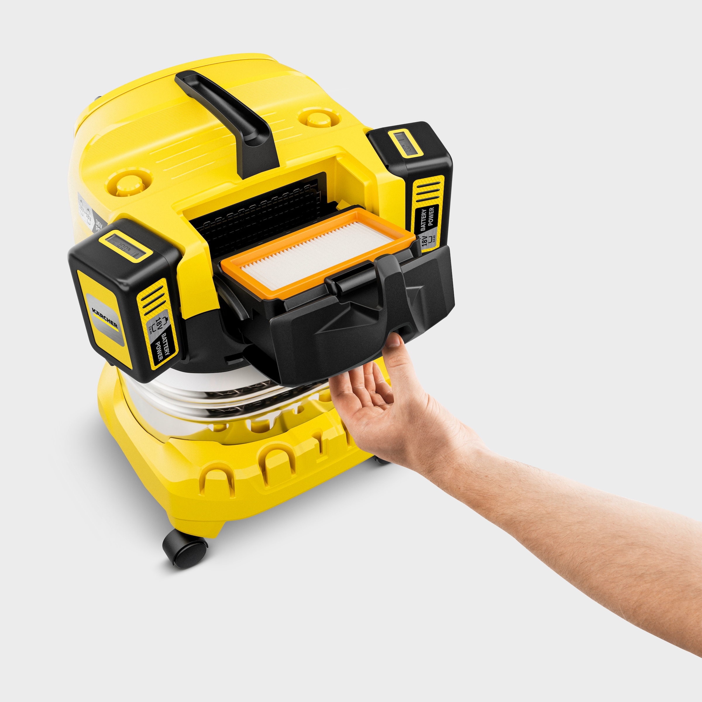 KÄRCHER Nass-Trocken-Sauger »WD 4-18 S Dual Battery Set V-20/22«, 36-V-Motor, 20 l Edelstahlbehälter, inkl. Akku und Ladegerät