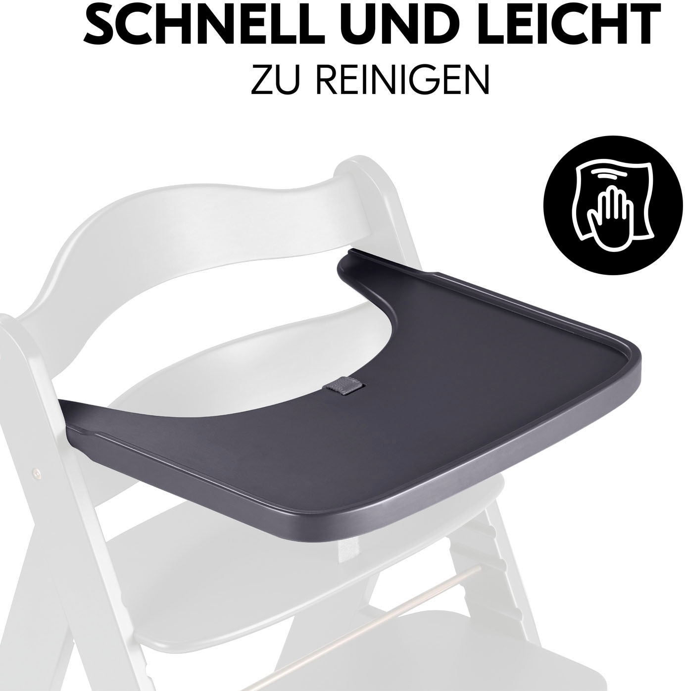 Hauck Hochstuhltablett »Alpha Wooden Tray Essbrett, Dark Grey«, FSC® - schützt Wald - weltweit