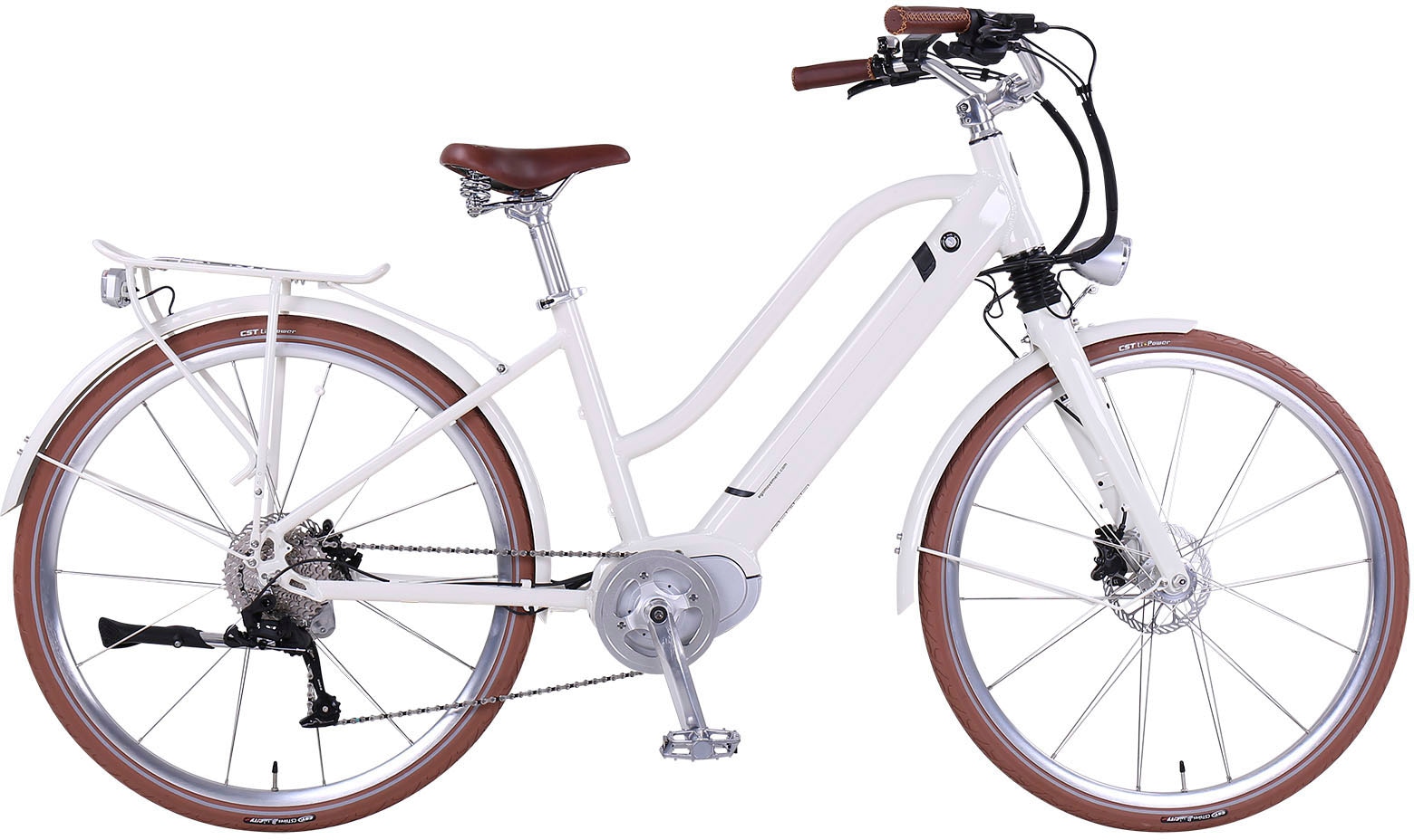 eGO Movement E-Bike "Classic 25 Cleopatra Trapez 45 cm Weiß 28"", 10 Gang, Shimano, Deore, Mittelmotor 250 W, Pedelec, E