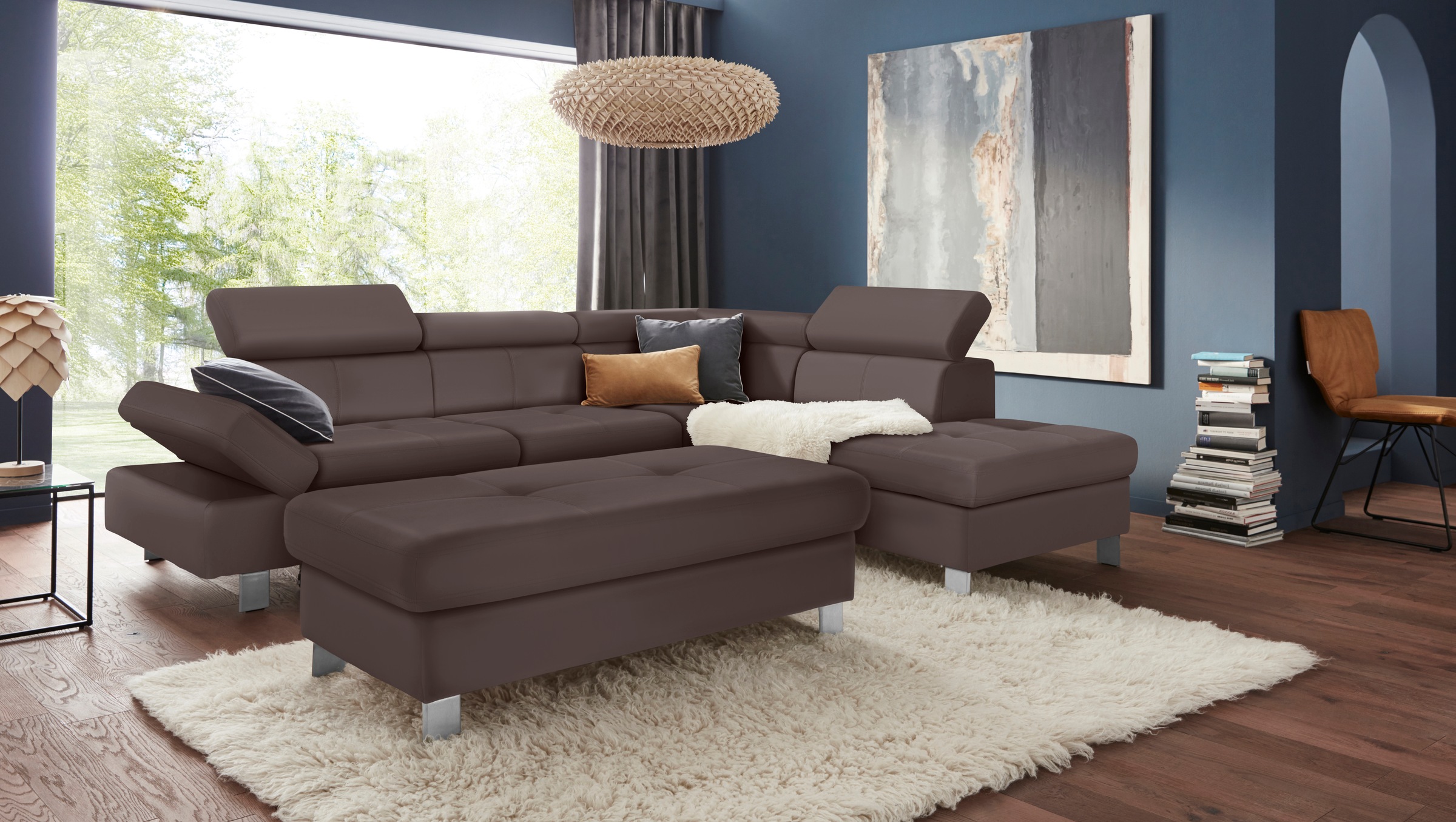 exxpo - sofa fashion Ecksofa »Fiji, L-Form«, mit Kopf- bzw. Rückenverstellung, wahlweise mit Bettfunktion