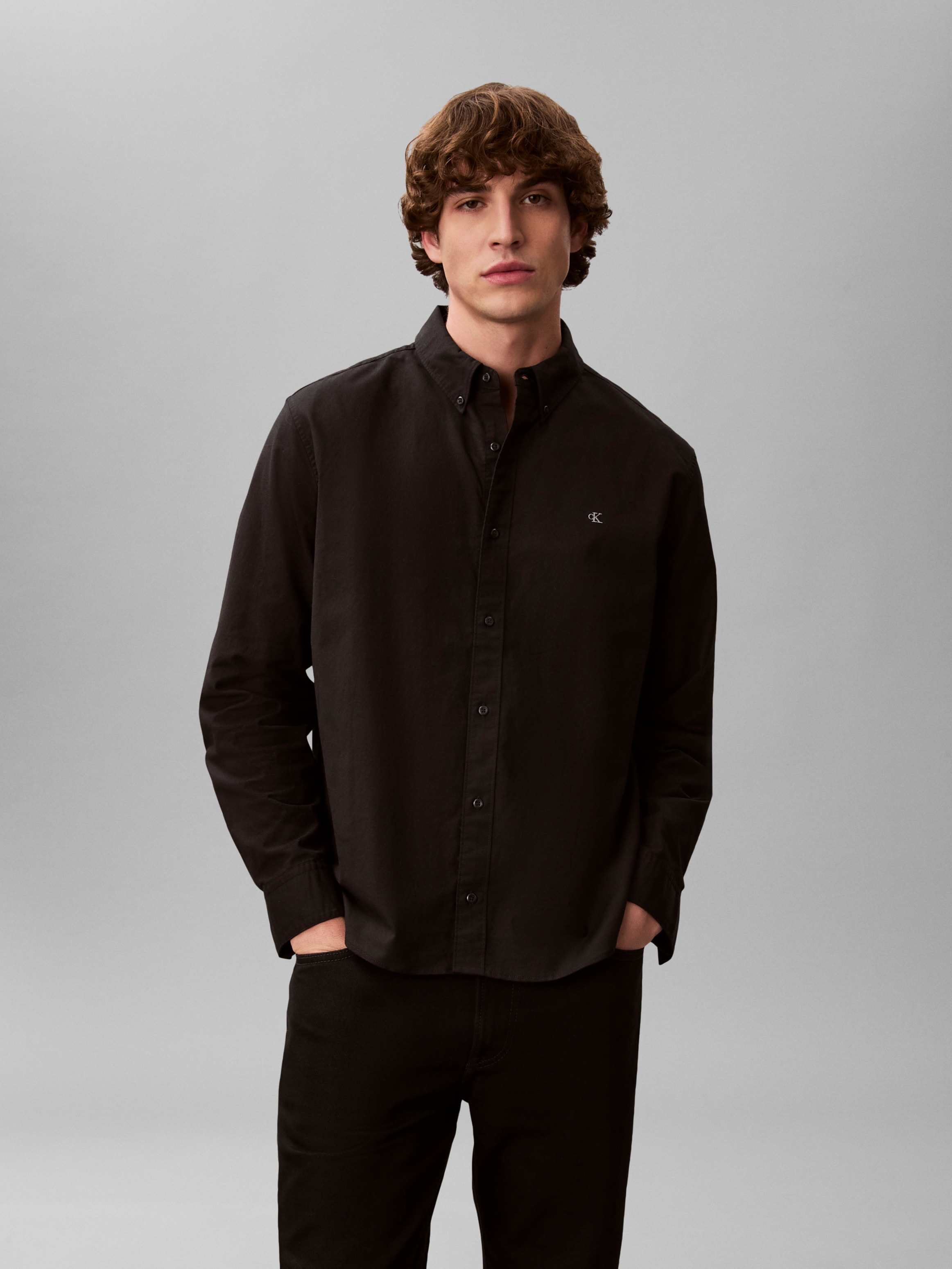 Calvin Klein Langarmhemd »LS SOLID OXFORD CLASSIC SHIRT« Mit Rundhalsausschnitt