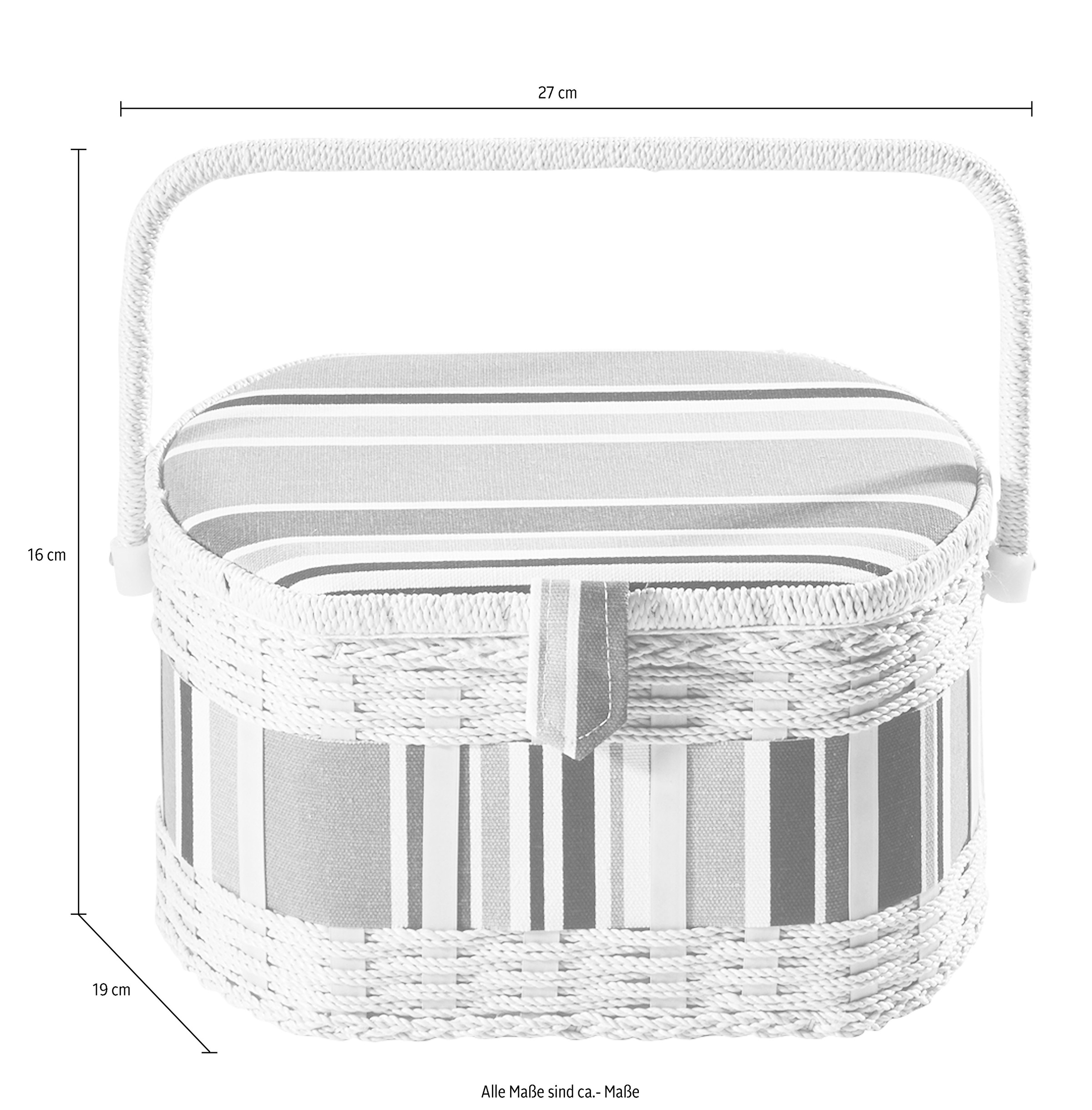 locker Nähkorb, mit Streifenmuster und herausnehmbarem Organisationseinsatz günstig online kaufen