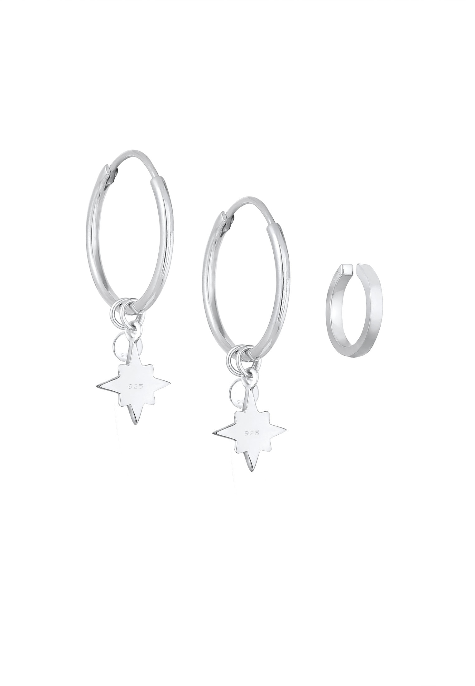 Elli Ohrring-Set »Creolen Stern Earcuff (2 tlg) 925 Silber«