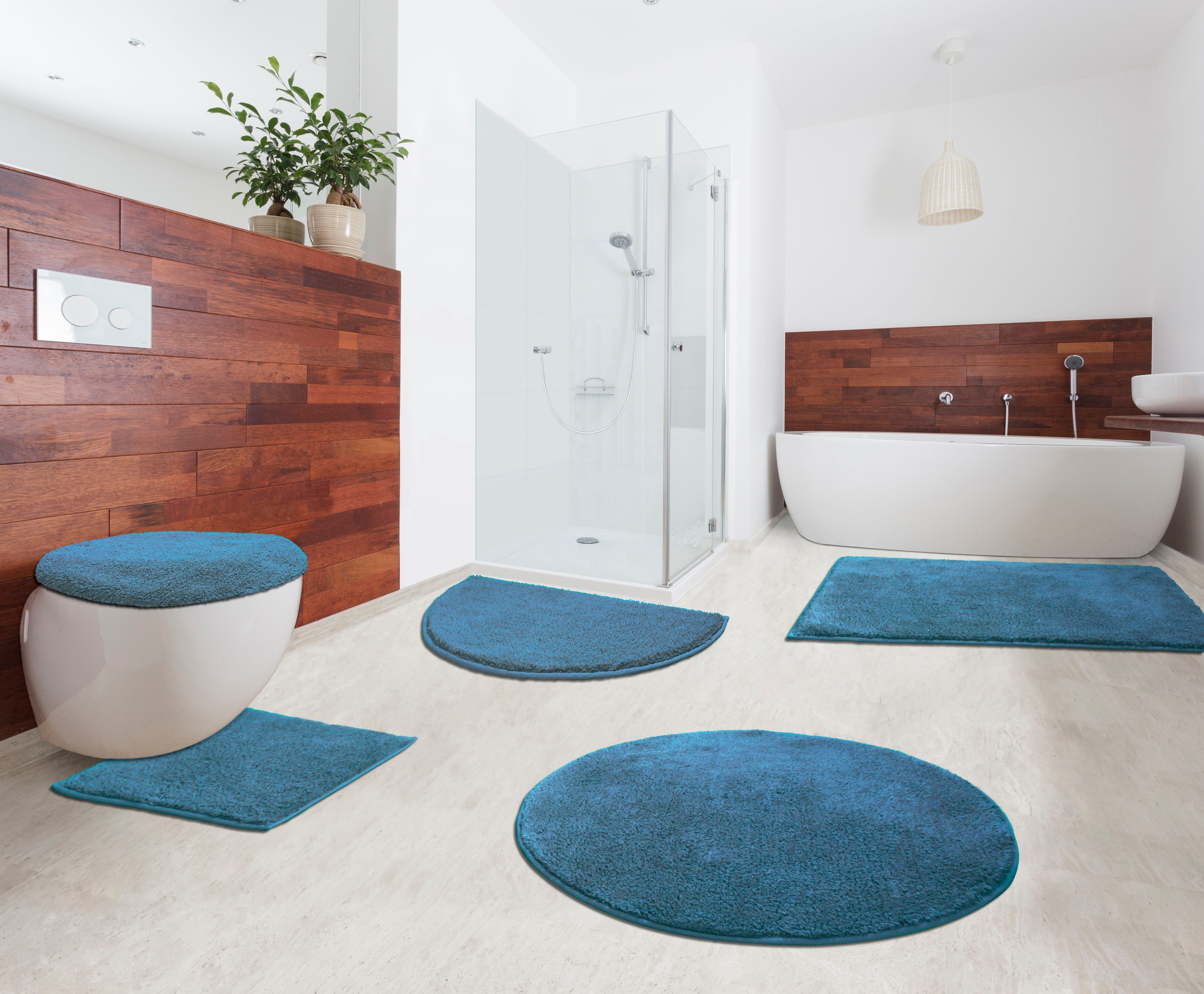 Thumbnail - my home Badematte "Maren, Badvorleger, Badezimmer Teppich" Höhe 15 mm rutschhemmend beschichtet fußbodenheizungsgeeignet...