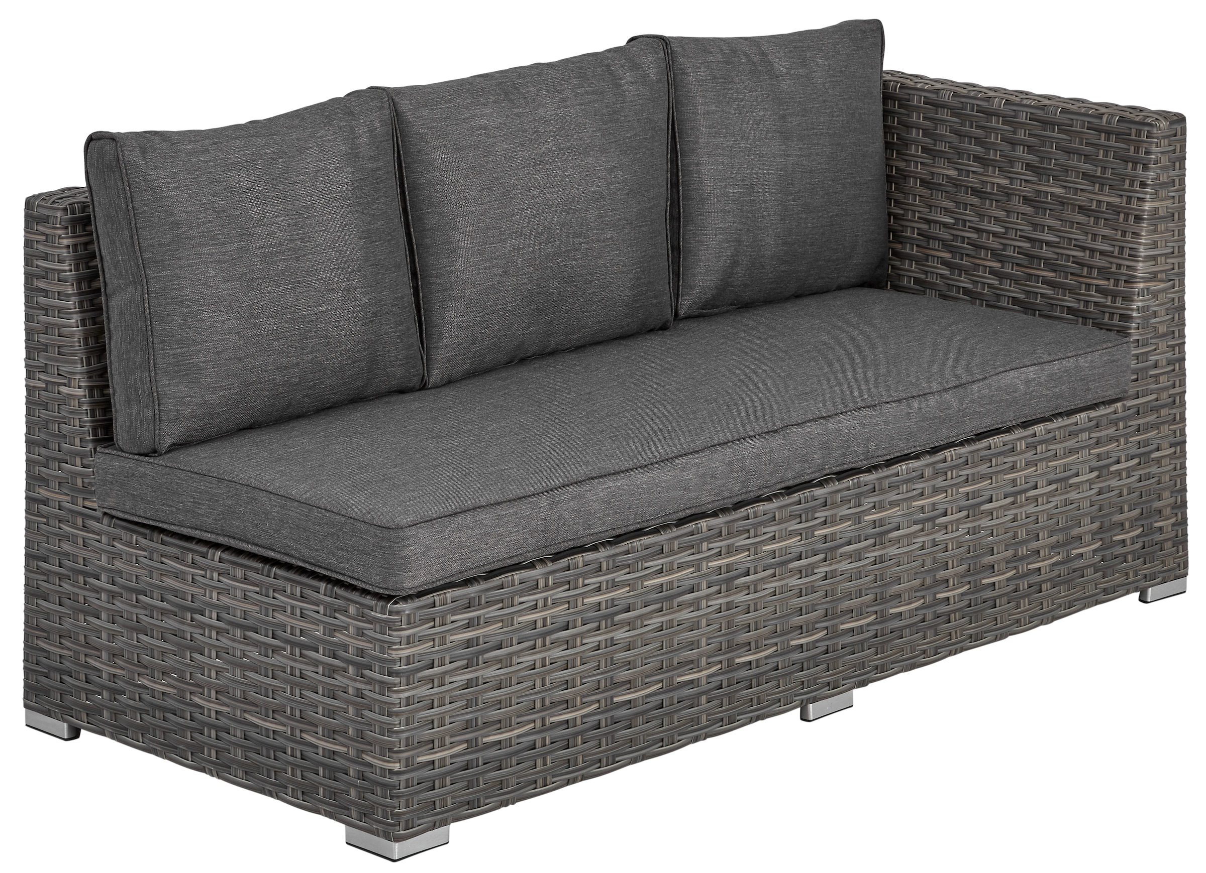 KONIFERA Gartenlounge-Set »Los Angeles«, (Set, 4 tlg., 2x Bank, 1x Hocker, 1x Tisch 140x70x68, inkl. Auflagen