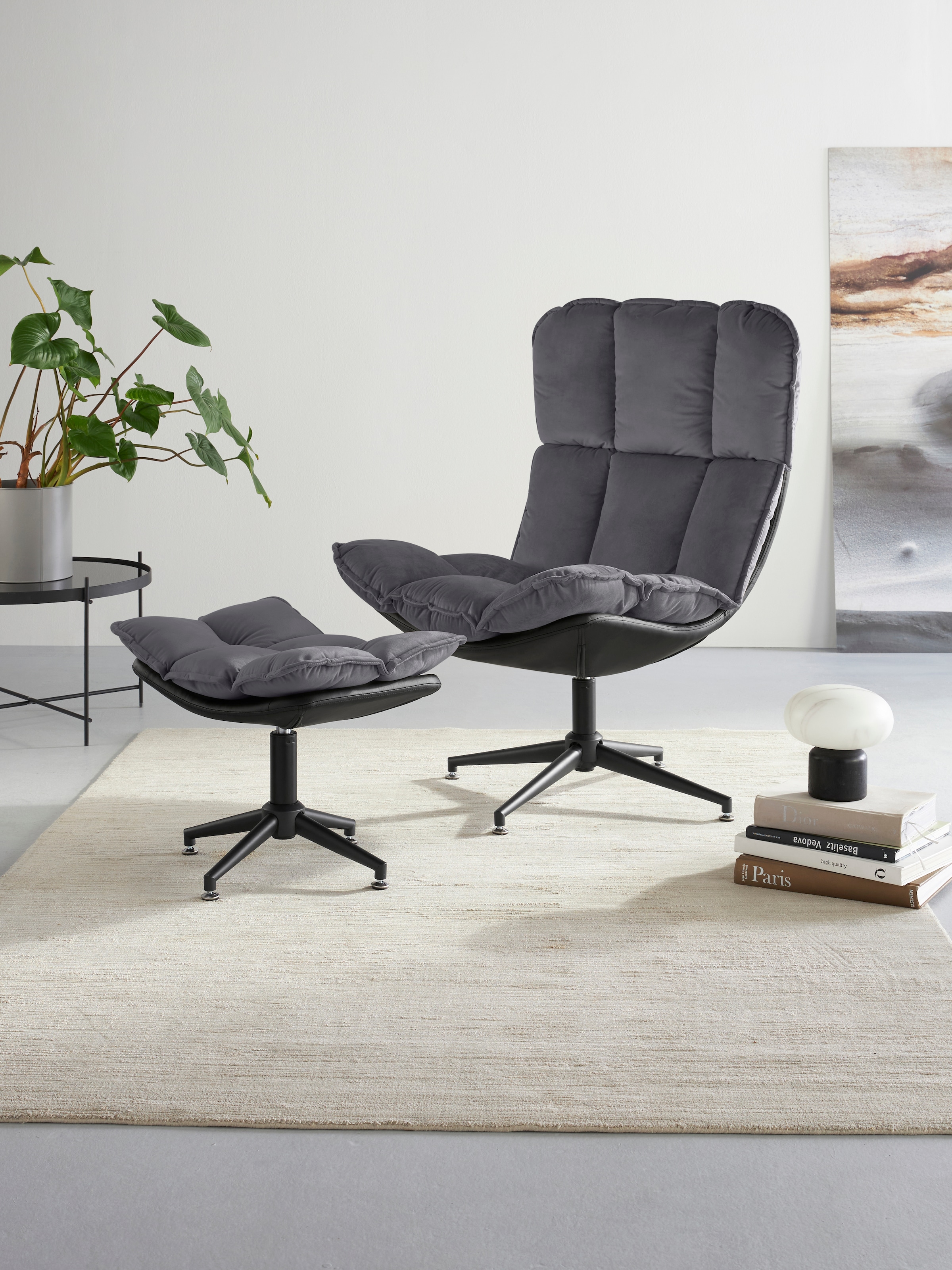 Home affaire Drehsessel "Seet, Polstersessel mit Hocker," 2 Stk. tlg. 360 d günstig online kaufen