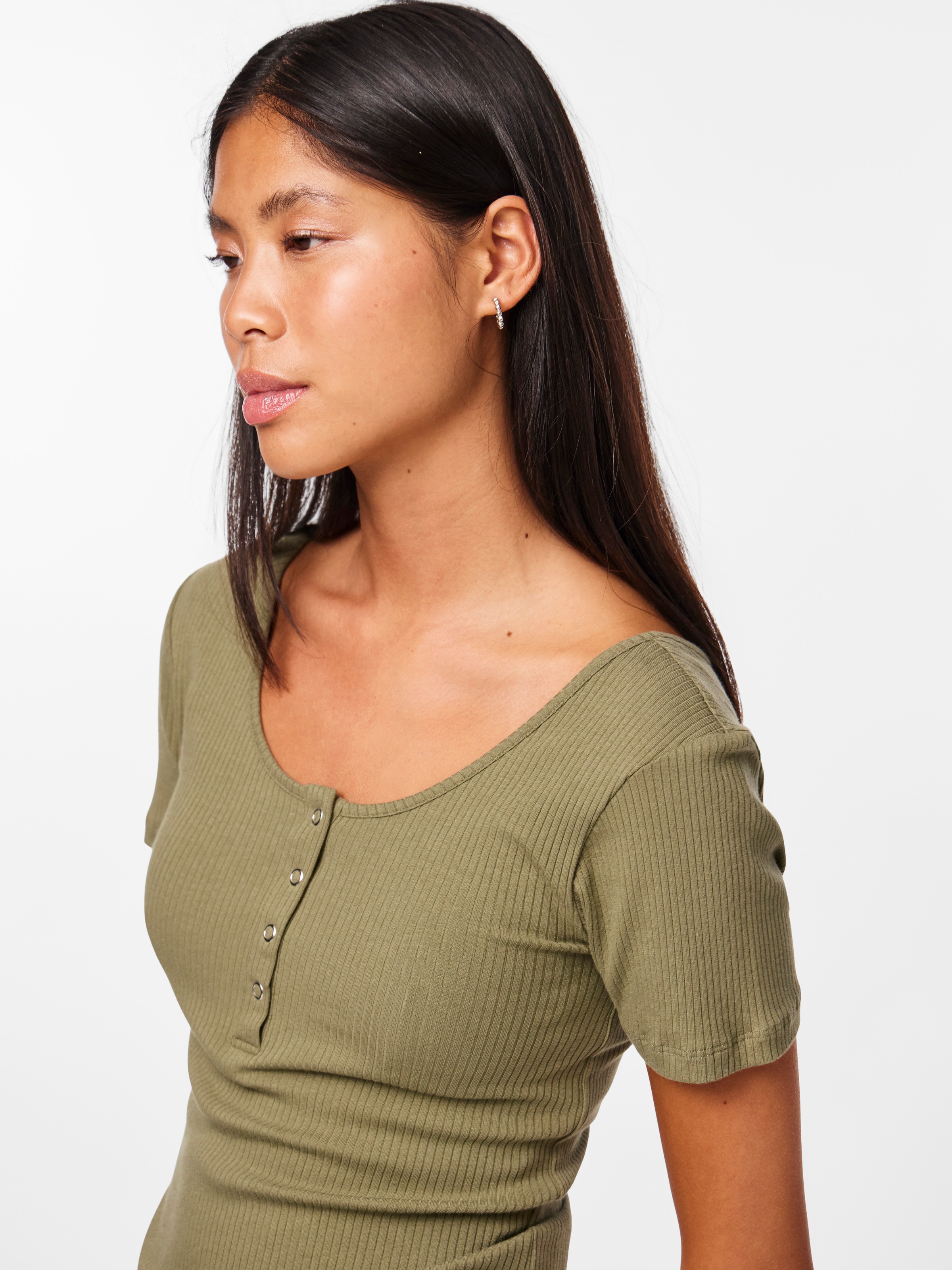 pieces Kurzarmshirt "PCKITTE SS TOP NOOS BC" Baumwollmischung, slim fit günstig online kaufen