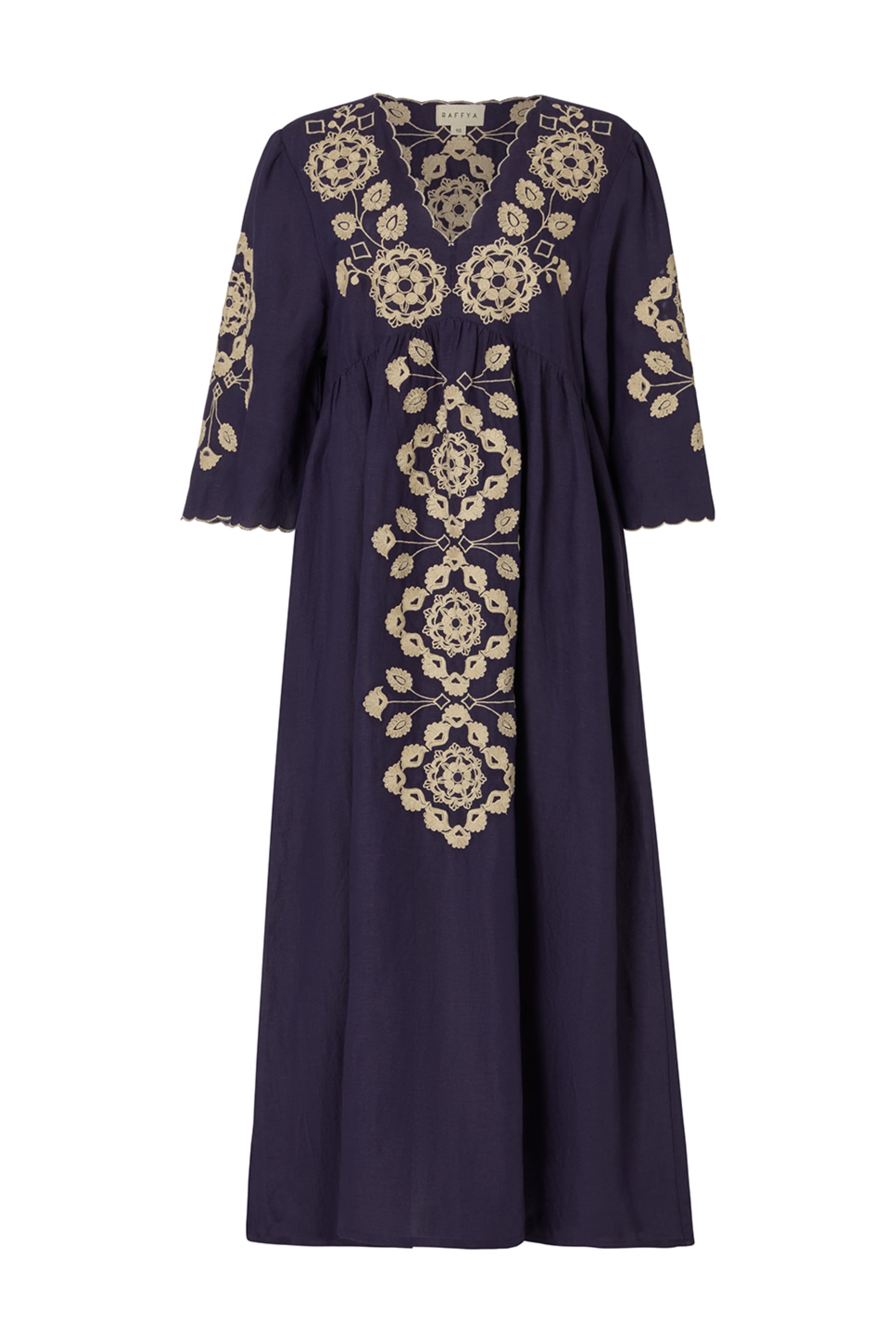 RAFFYA Midikleid "Arianna V- Neck Embroidered Maxi Dress Damen" günstig online kaufen