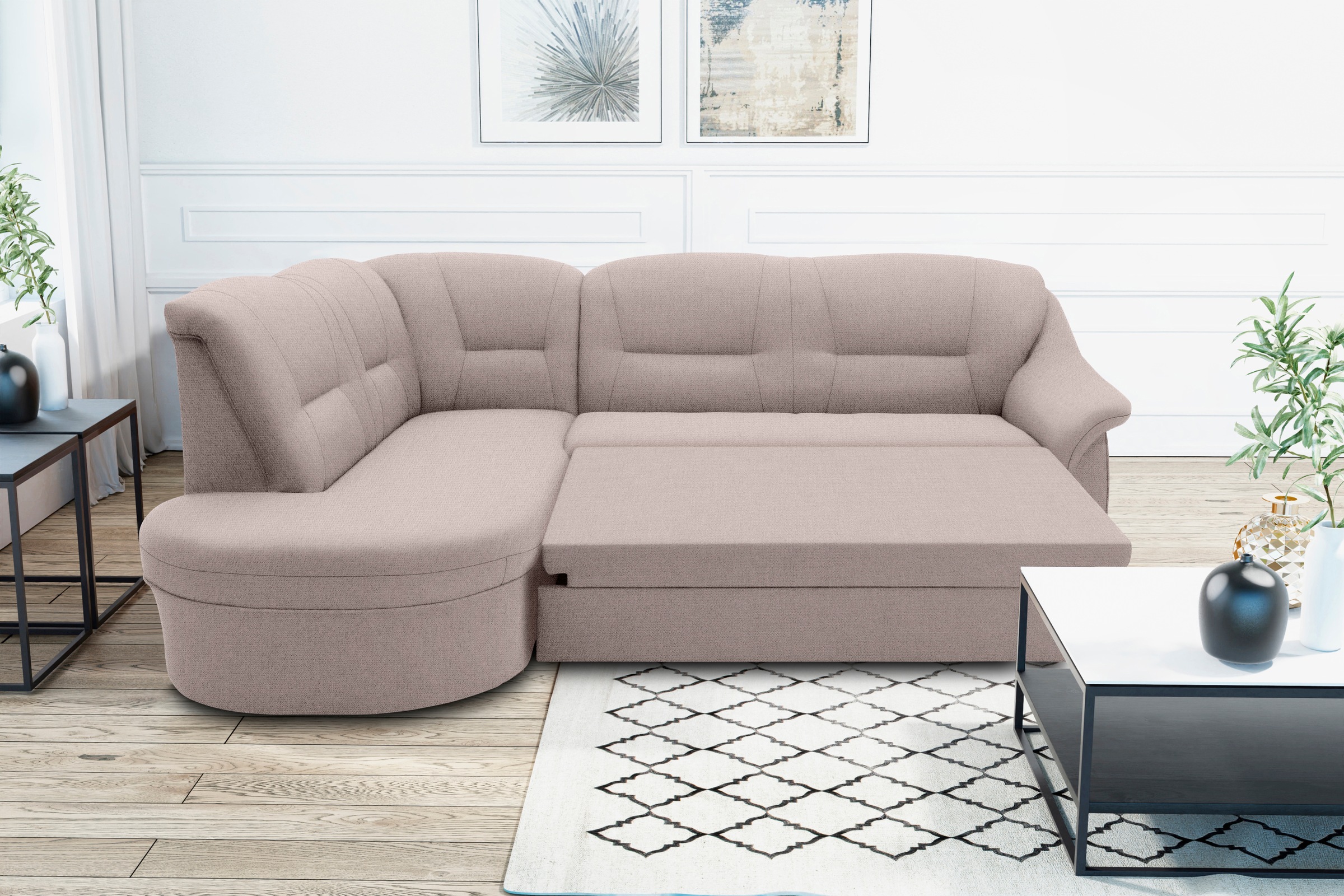 DOMO collection Ecksofa "Faenza für kleine Räume, Stellmaße 232x176cm, komf günstig online kaufen
