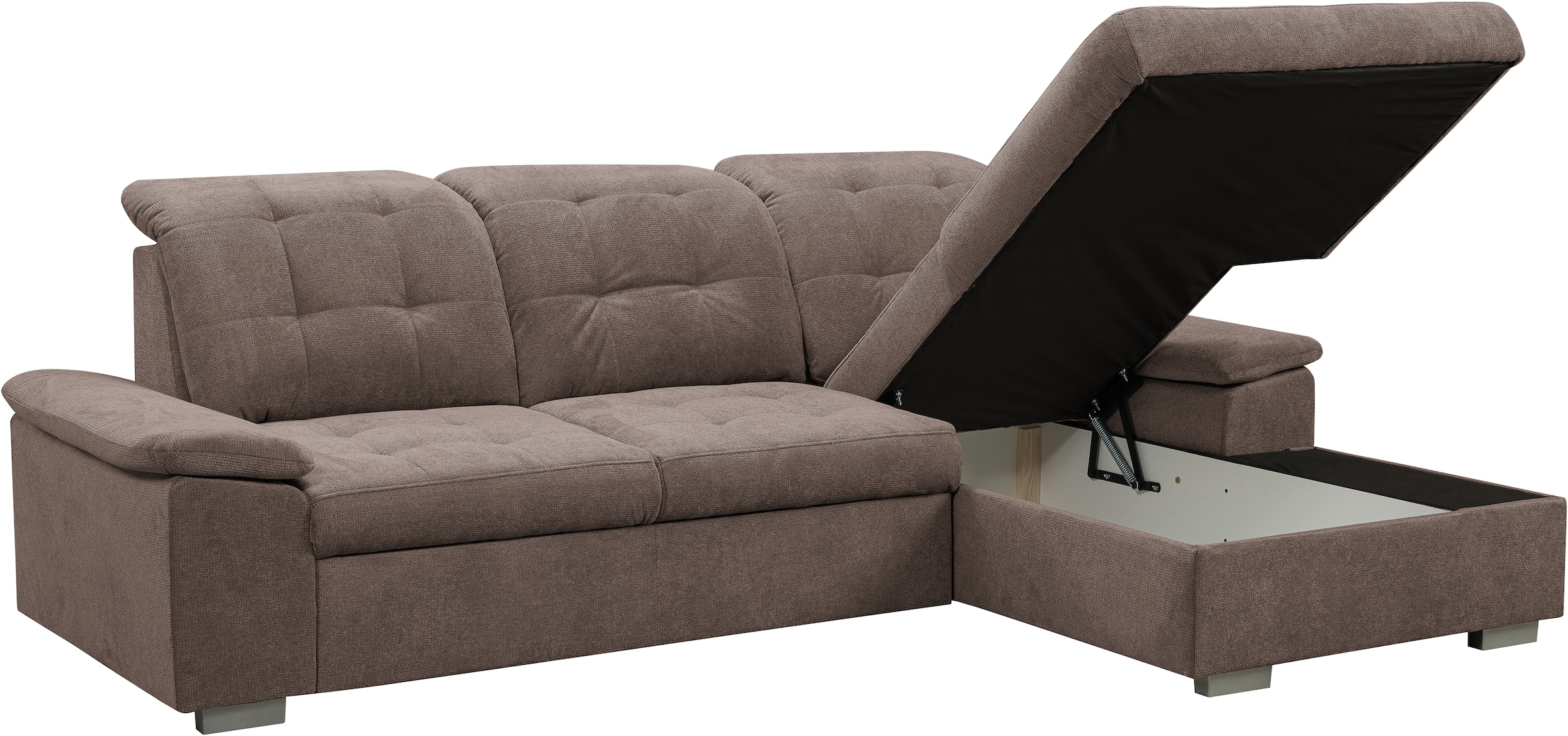 WERK2 Ecksofa Carmen, Sofa, Eckcouch mit Schlaffunktion, Bettkasten und Sitztiefenverstellung