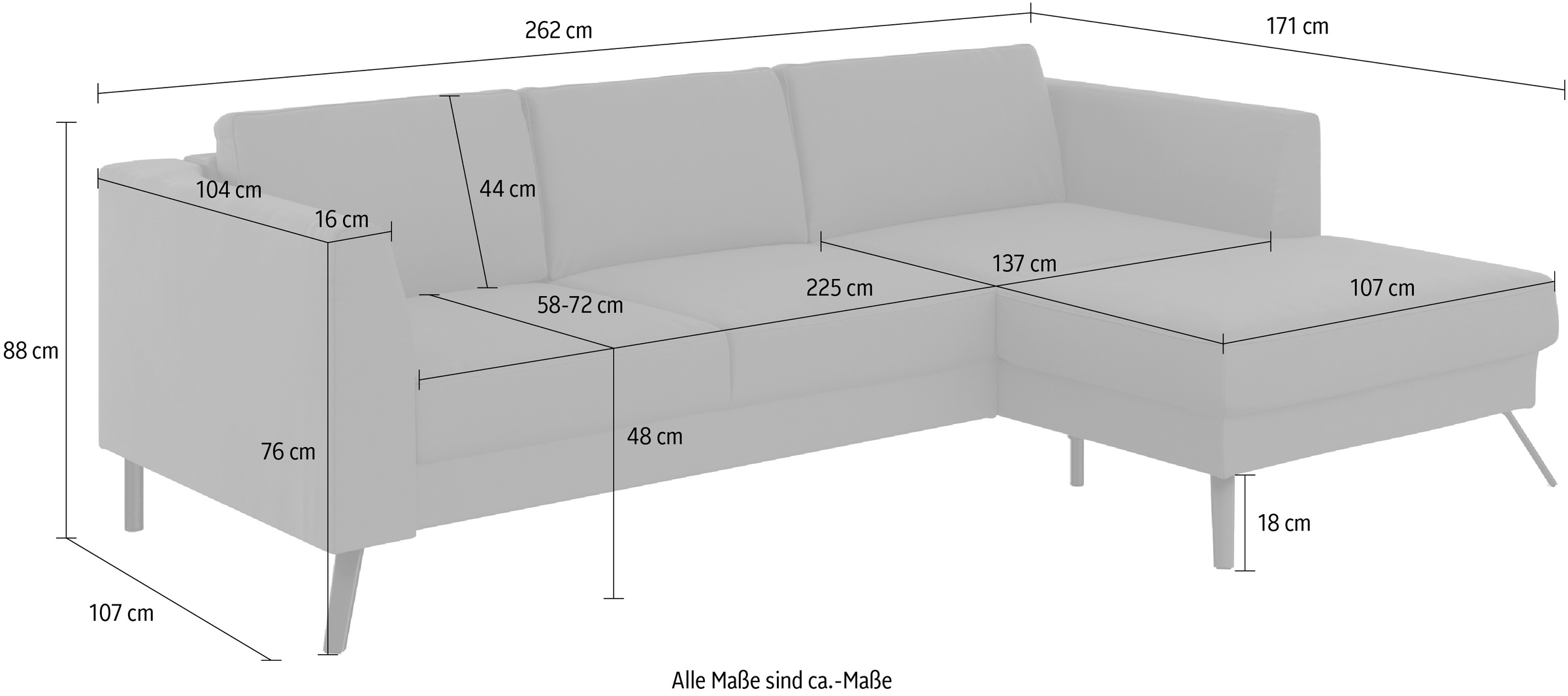 sit&more Ecksofa »Lindholm L-Form«, mit Sitztiefenverstellung und Federkern