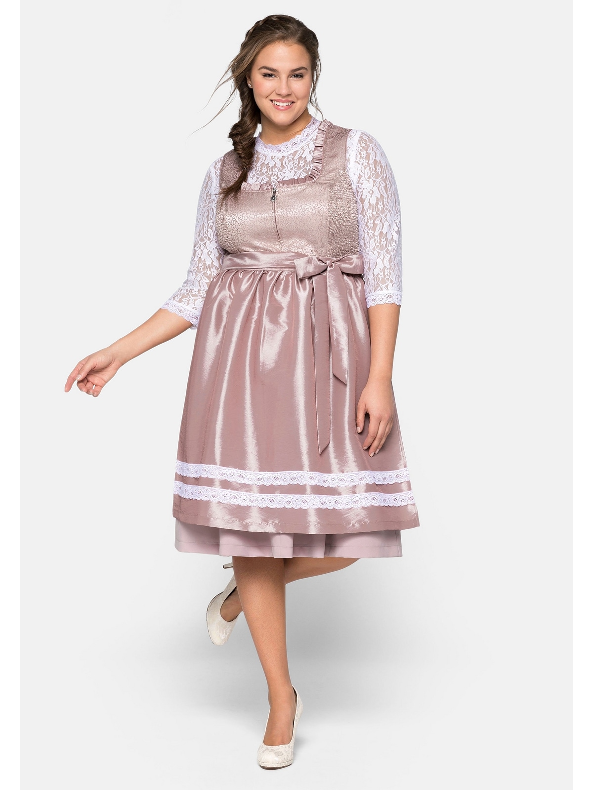 Sheego Dirndl Dirndl Mit Sch Rze Und Spitzenbluse Tlg Online