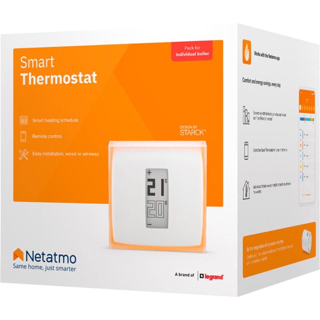 Netatmo Heizkörperthermostat »Smartes Thermostat (für Heizkesser, Fußbodenheizung, Wärmepumpe)«