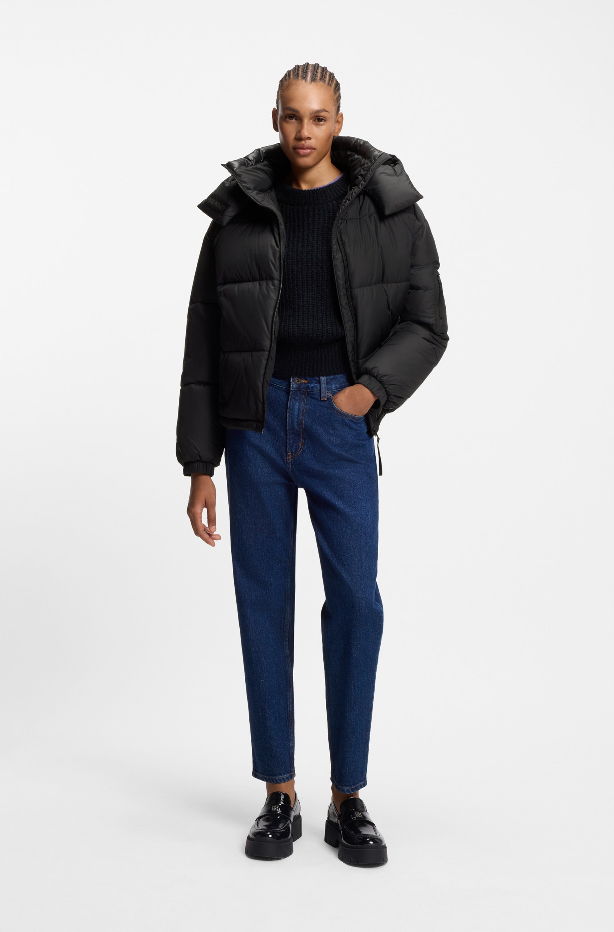 HUGO Blue Steppjacke »Farida«, mit Kapuze, im Relaxed Fit mit verkürzter Länge