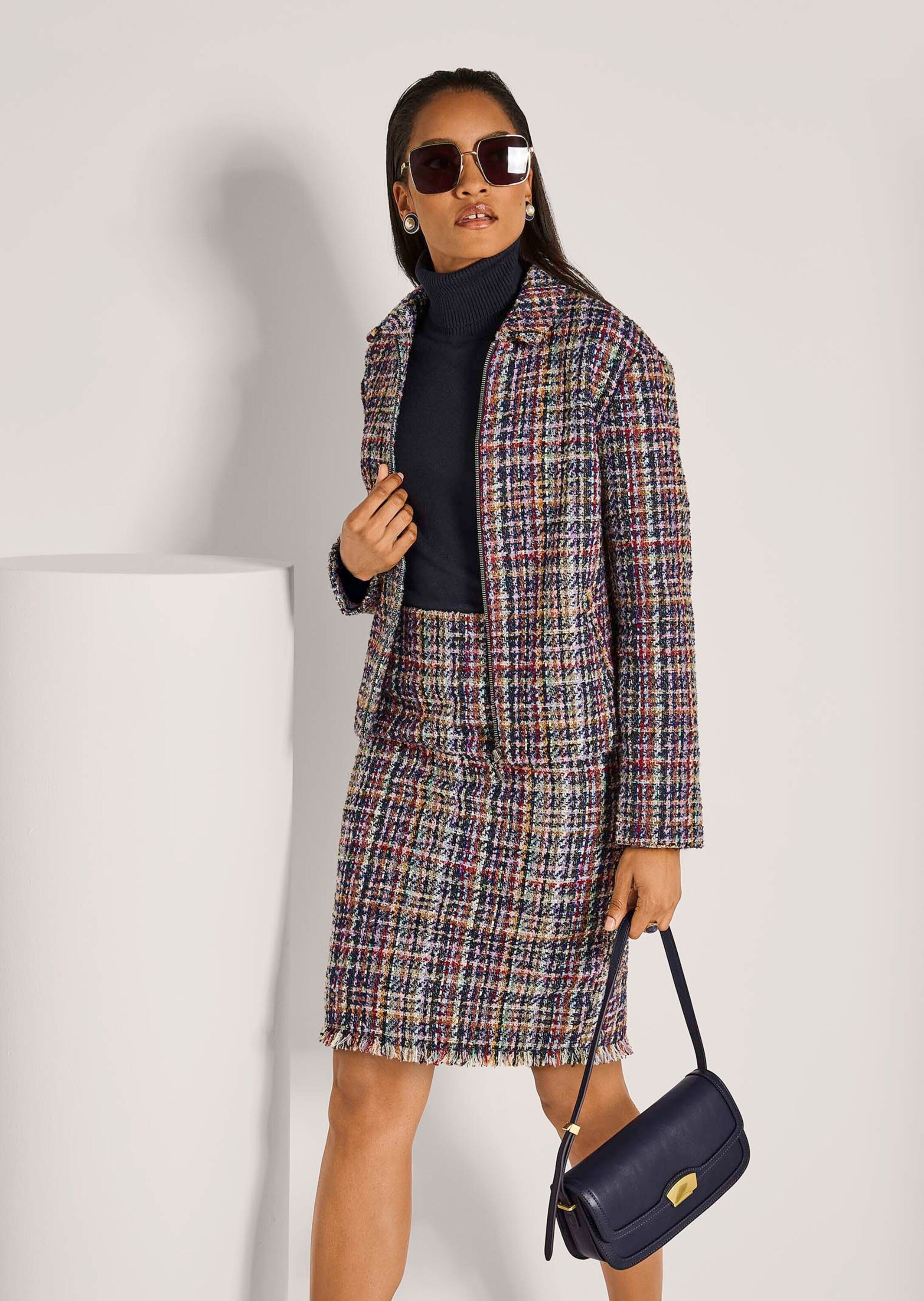 MADELEINE Jackenblazer »Tweedblazer Moderner Kurzblazer mit Zipper«