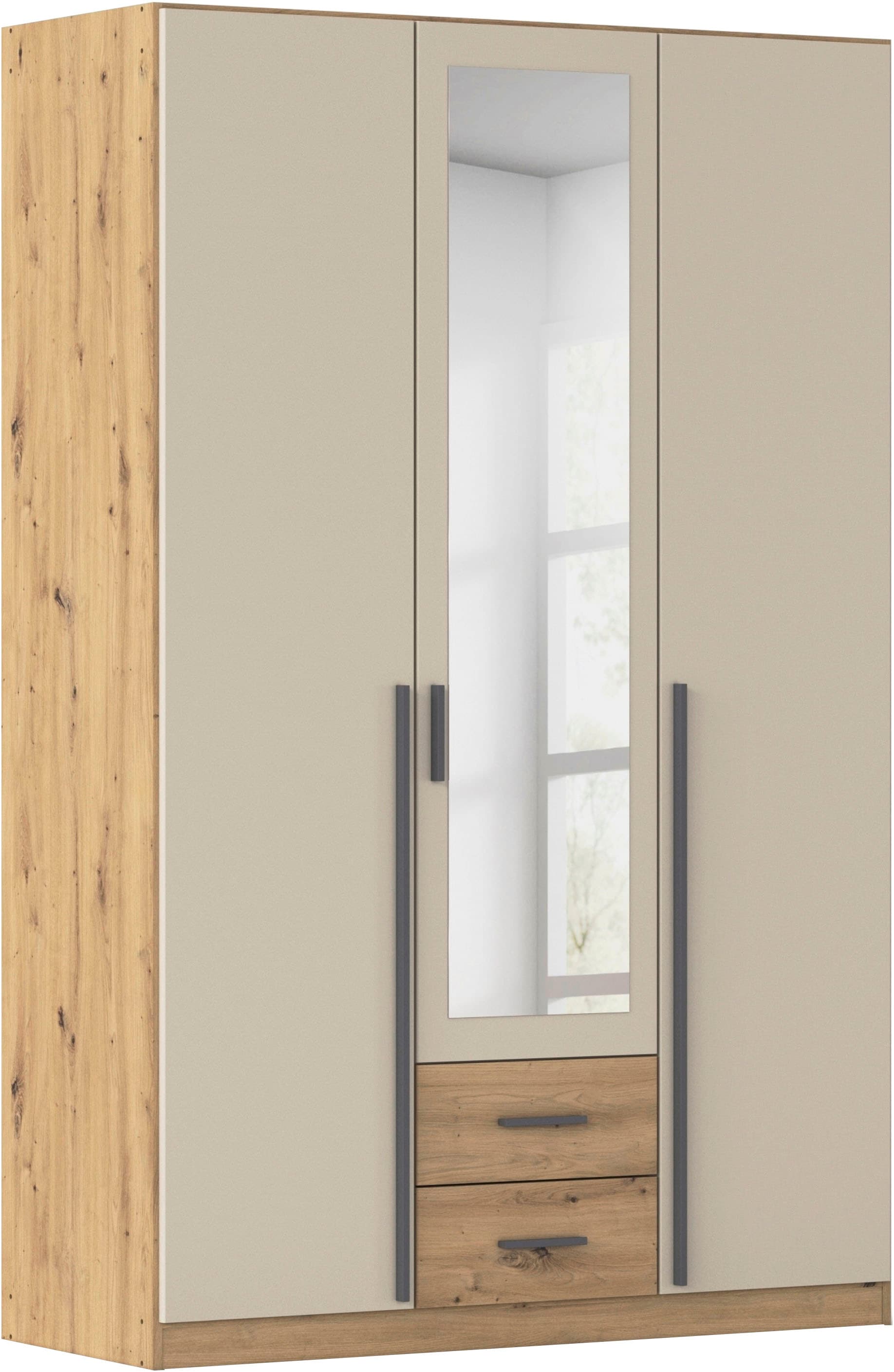 rauch Kleiderschrank "Schrank Garderobe Ankleide GAMMA Breiten 91/136/181/226/271/315/360 cm" in 3 Ausstattungen BASIC/CLASSIC/PREMIUM (inkl. SOFT-CLOSE-Funktion), verschiedene Griff-Varianten, mit Spiegel TOPSELLER MADE IN GERMANY