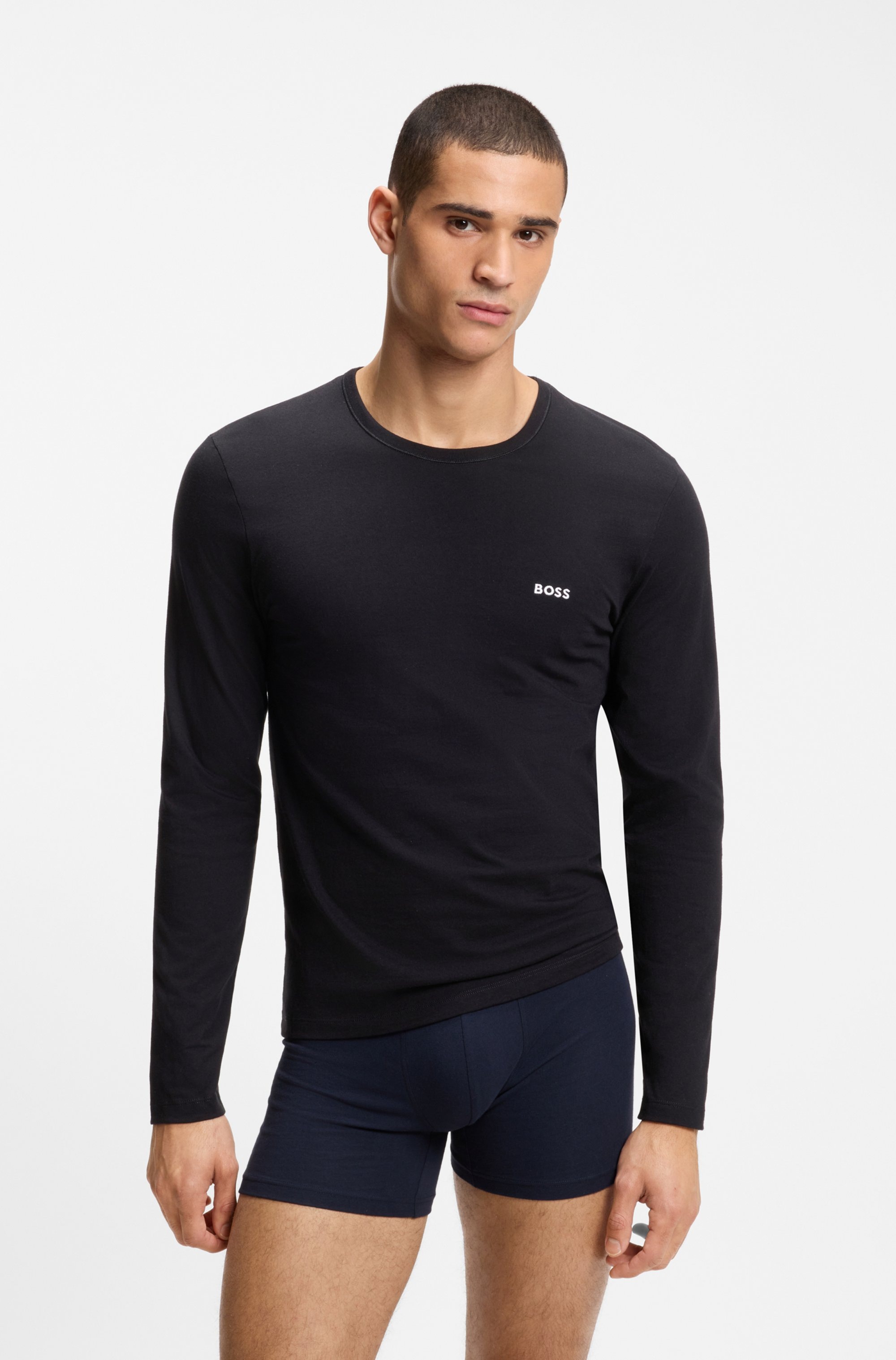 BOSS Langarmshirt »longsleeve-Shirt R-Neck Classic COTTON 3pcs/pack« 3 Stk. mit BOSS Logo-Schriftzug