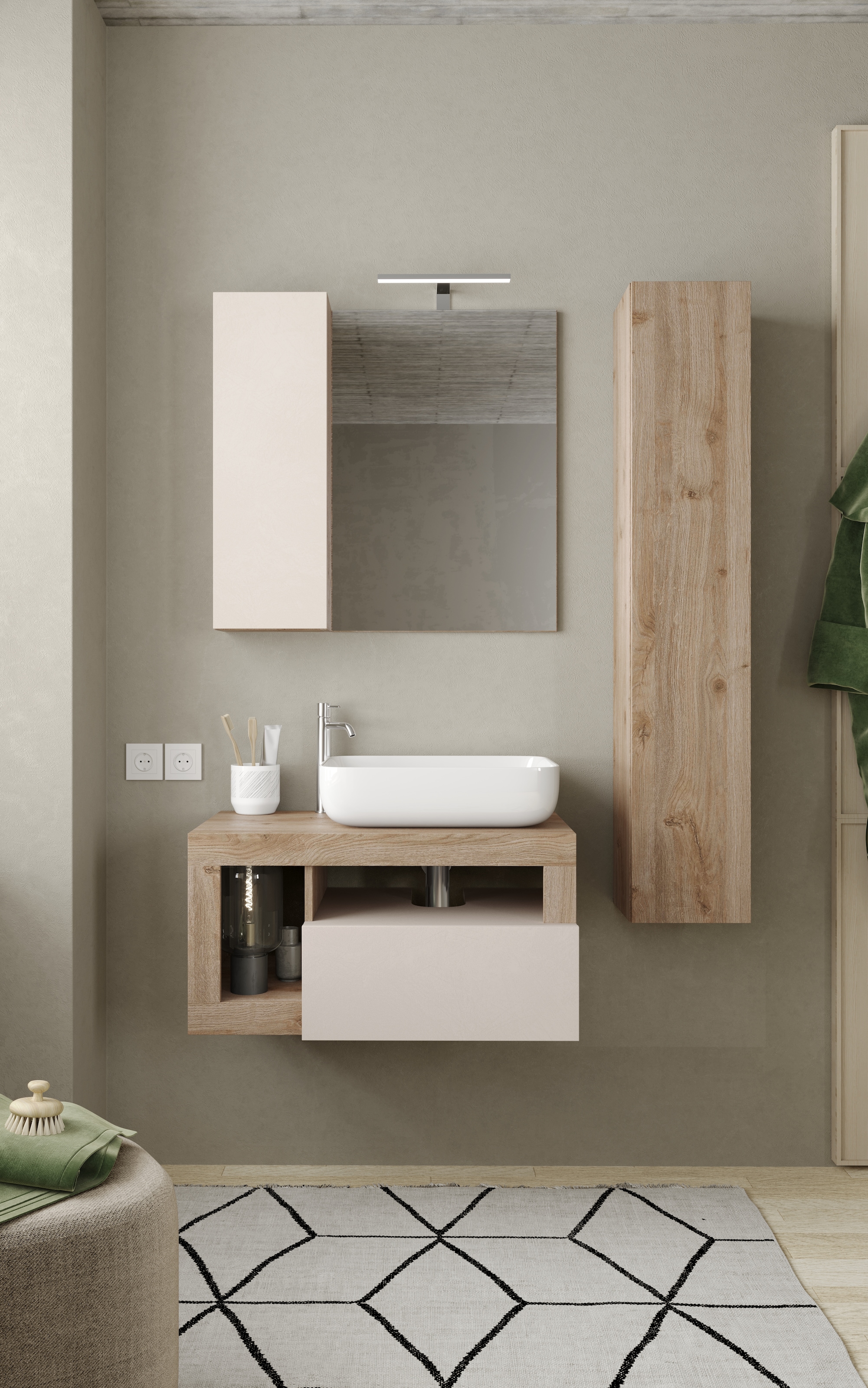 welltime Hängeschrank »Hamburg«, Badschrank mit 1 Tür, Höhe 138 cm, Breite 25 cm