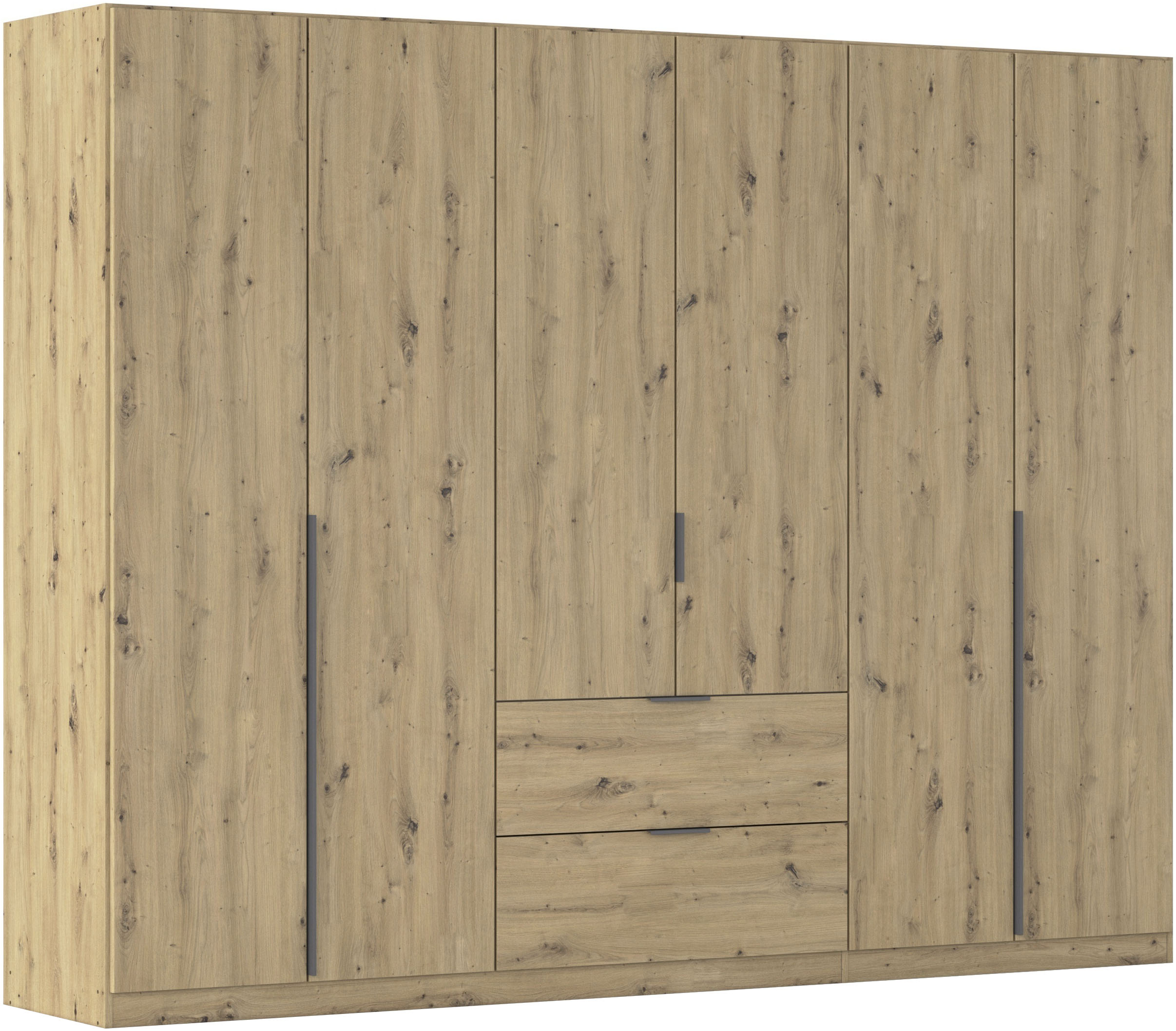 OTTO home Drehtürenschrank "Kleiderschrank Schrank Garderobe AGORDO mit Dekor- oder Hochglanzfront" in zwei Griff-Farben, Breite 271 cm, mit Außenschubkästen, Serie in 7 Breiten und 2 Höhen MADE IN GERMANY