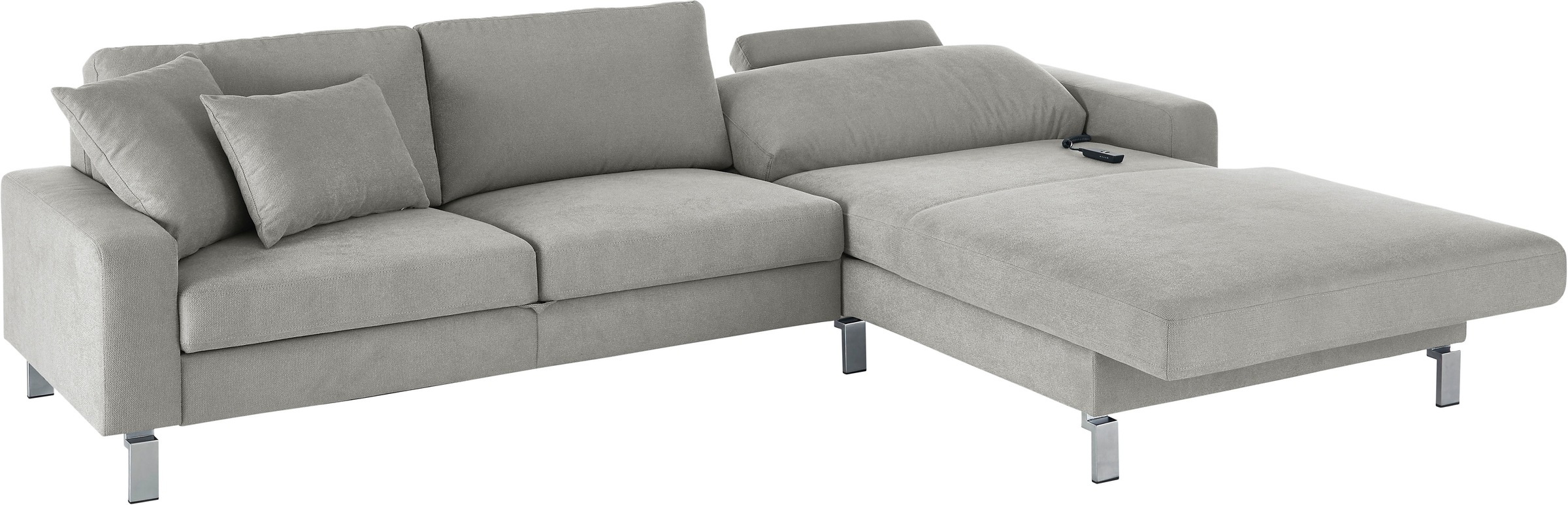 3C Candy Ecksofa »Lecce, wahlweise PUR-Schaumstoff oder Tonnentaschenfederkern«, Bett im 2,5-Sitzer, teilmotorische Schlaffunktion im Longchair, L-Form
