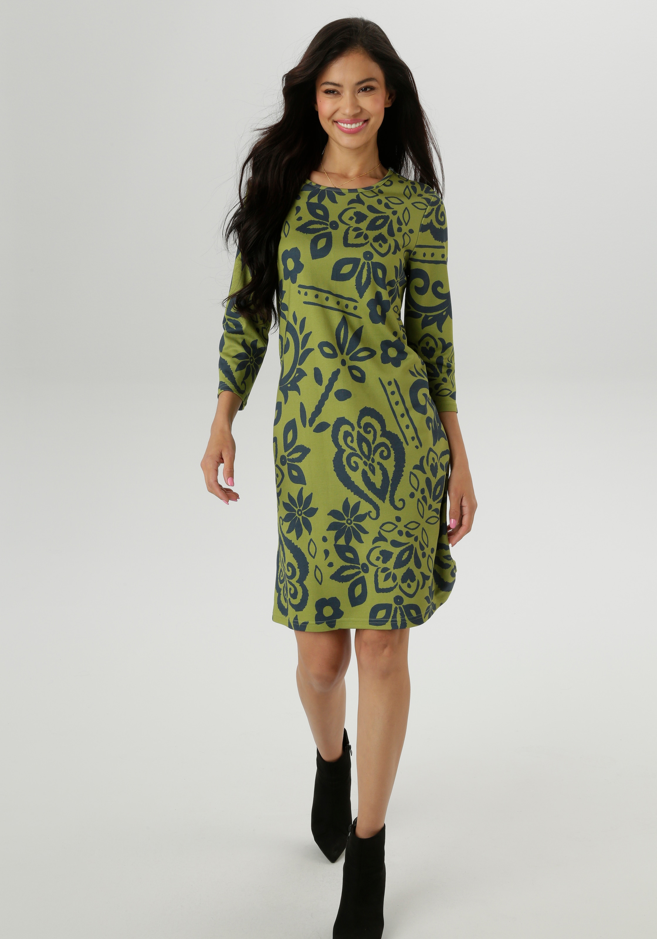 Aniston SELECTED Jerseykleid, mit fantasievollem Blütendruck Allover - NEUE günstig online kaufen