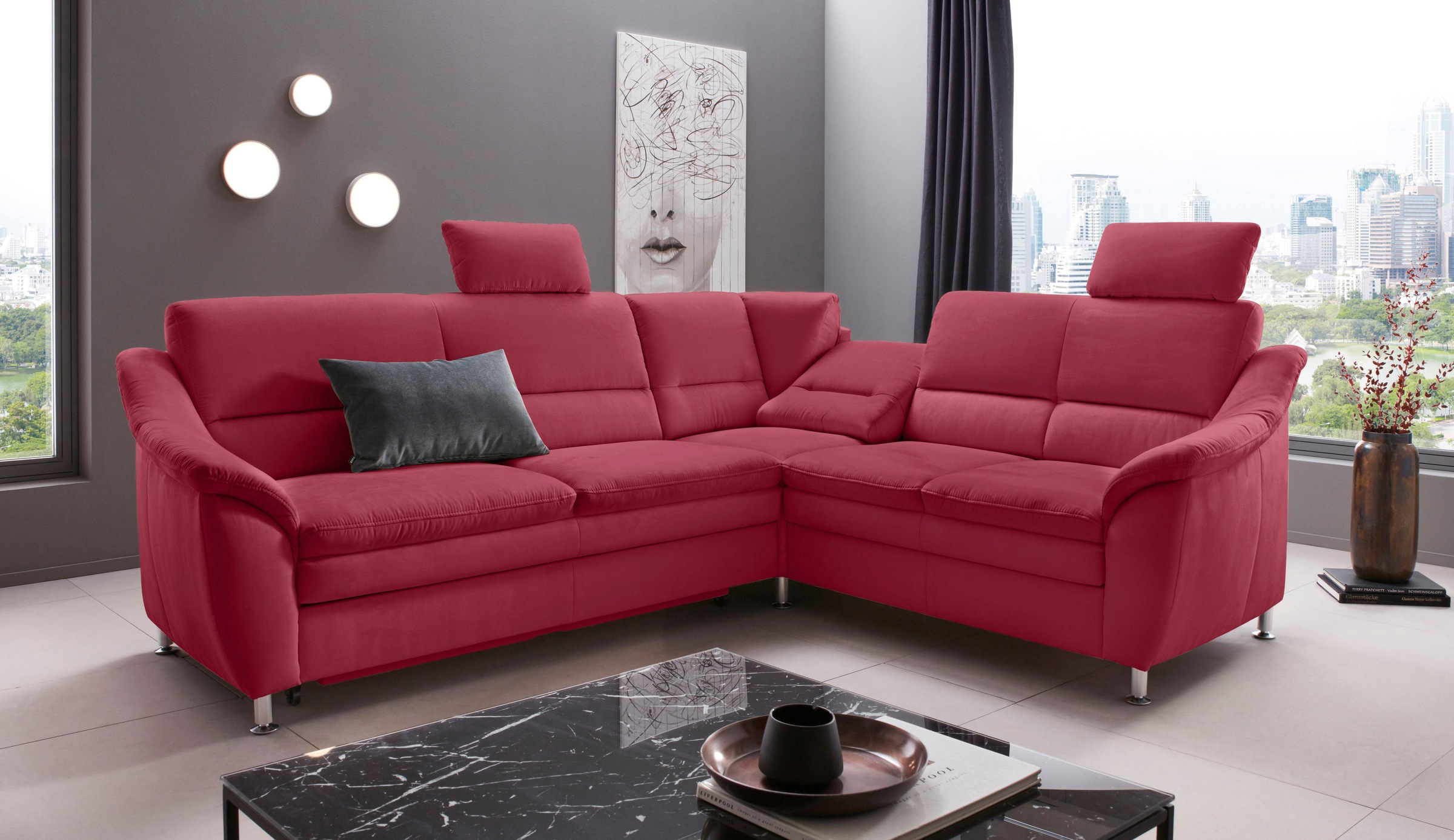 OTTO home Ecksofa "Cardoso L-Form" Federkern, wahlweise mit Bett, Schubkasten, teilweise Relaxfunktion