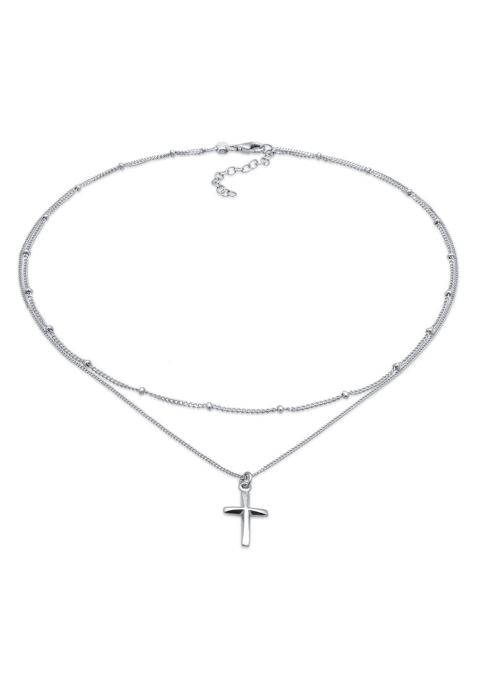 Elli Silberkette »Halskette Layer Choker Kreuz Kugelkette 925 Silber«