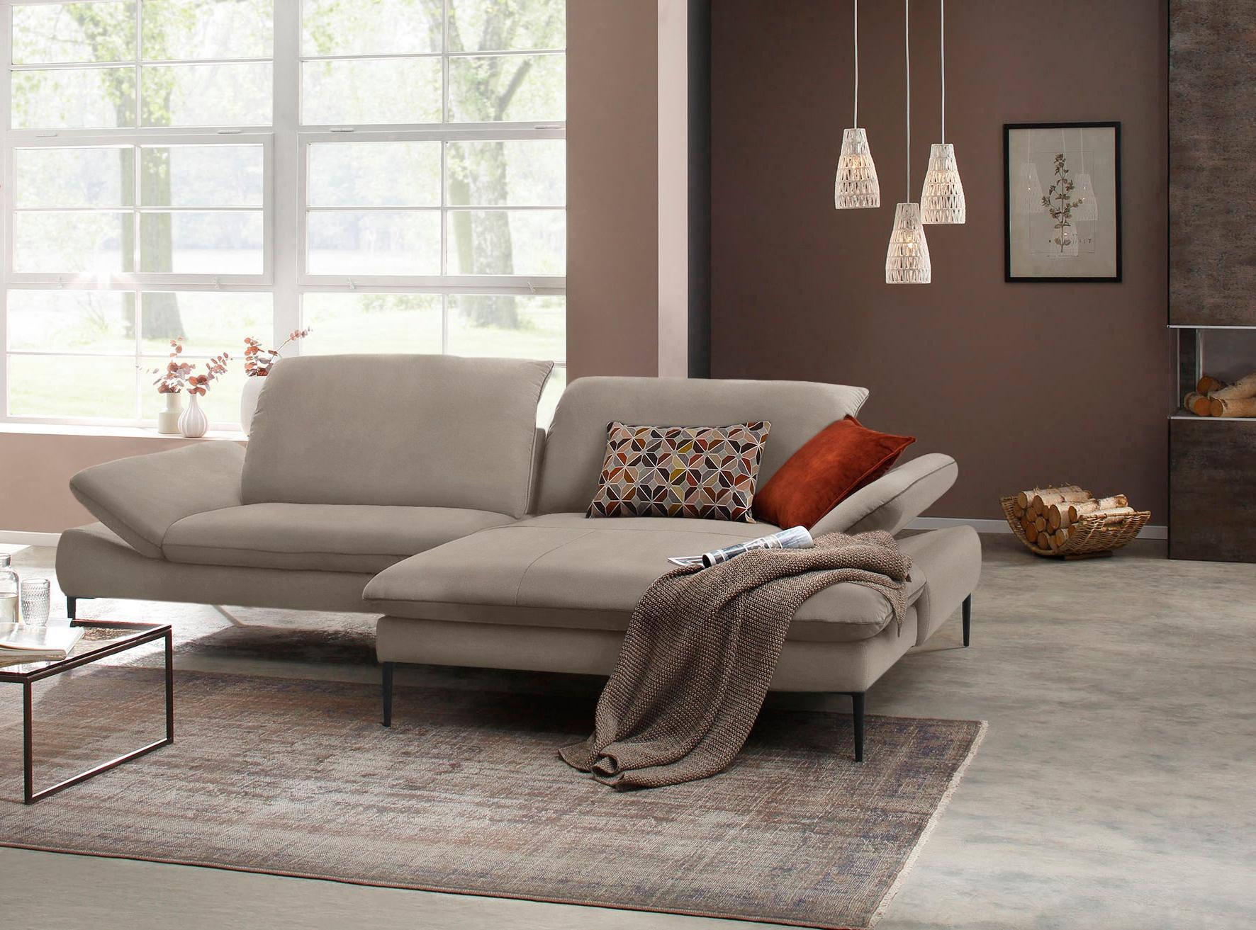 W.SCHILLIG Ecksofa »enjoy&MORE, Designsofa, elegant und bequem, L-Form«, Sitztiefenverstellung, Füße schwarz pulverbeschichtet, Breite 294 cm