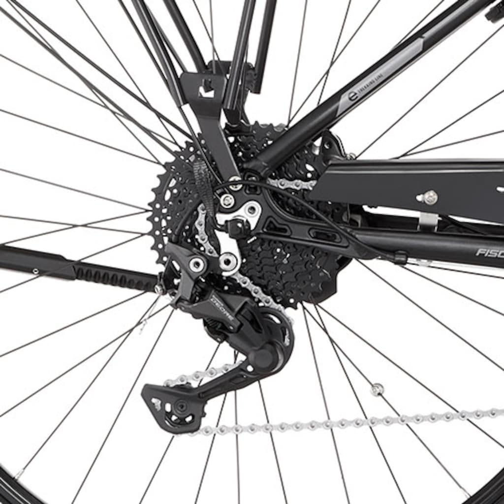 FISCHER Fahrrad E-Bike »VIATOR ETD 1861 557«, 10 Gang, Shimano, Deore, Mittelmotor 250 W, (mit Gepäckträgertasche)