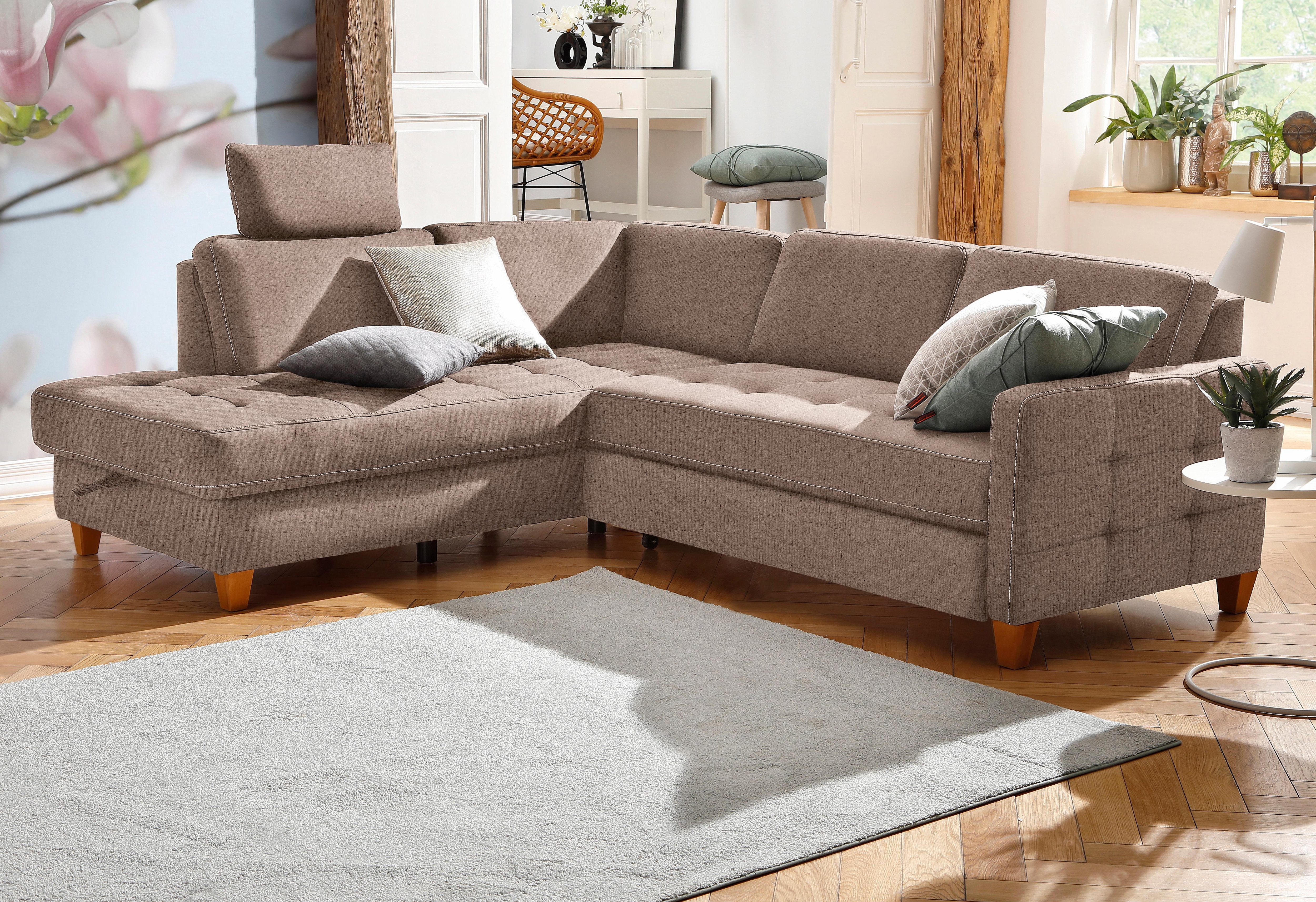 Home affaire Ecksofa "Earl L-Form" wahlweise auch mit Schlaffunktion oder Schlaffunktion mit Bettkasten