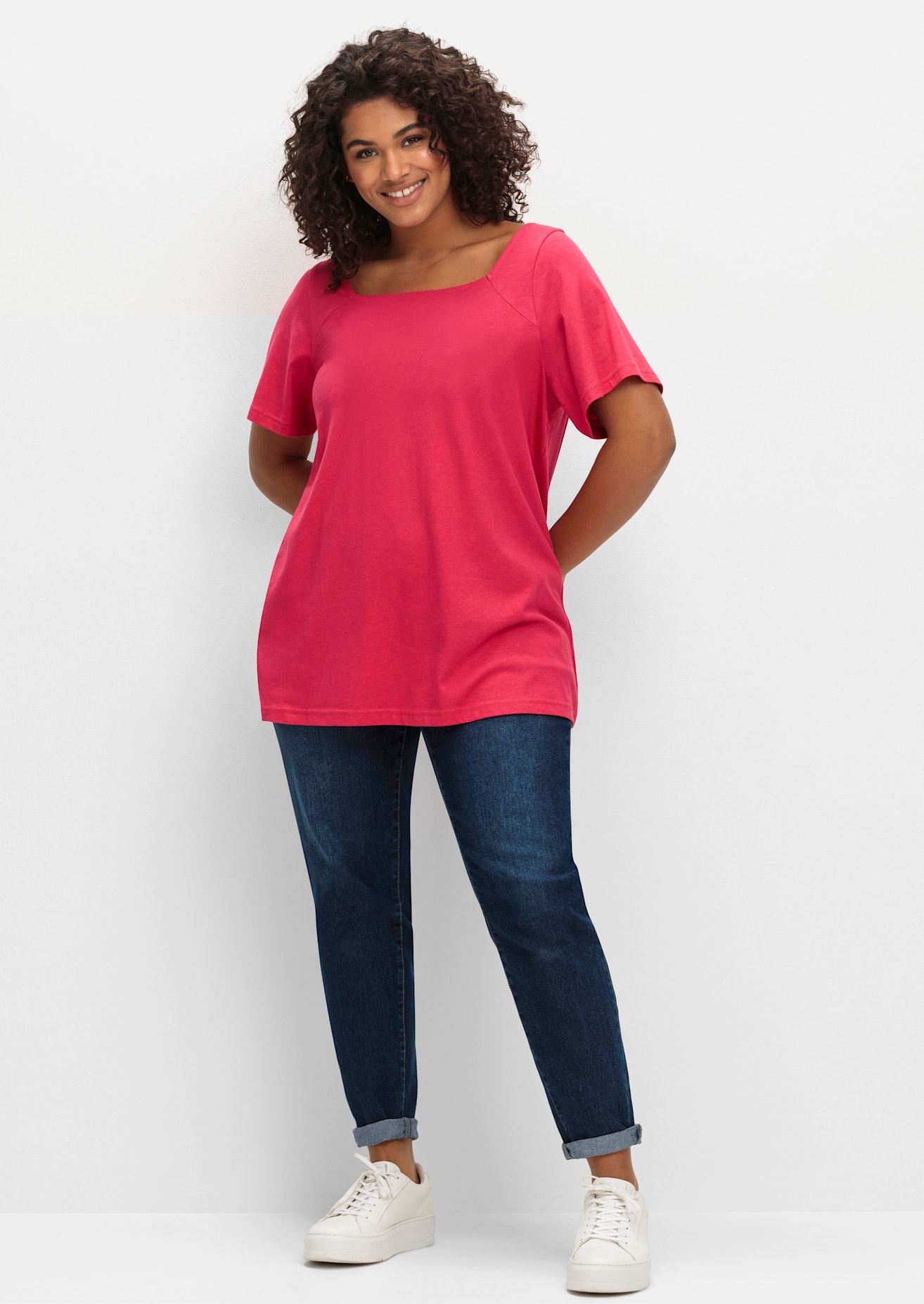 Sheego Kurzarmshirt »T-Shirt«, (1 tlg.)