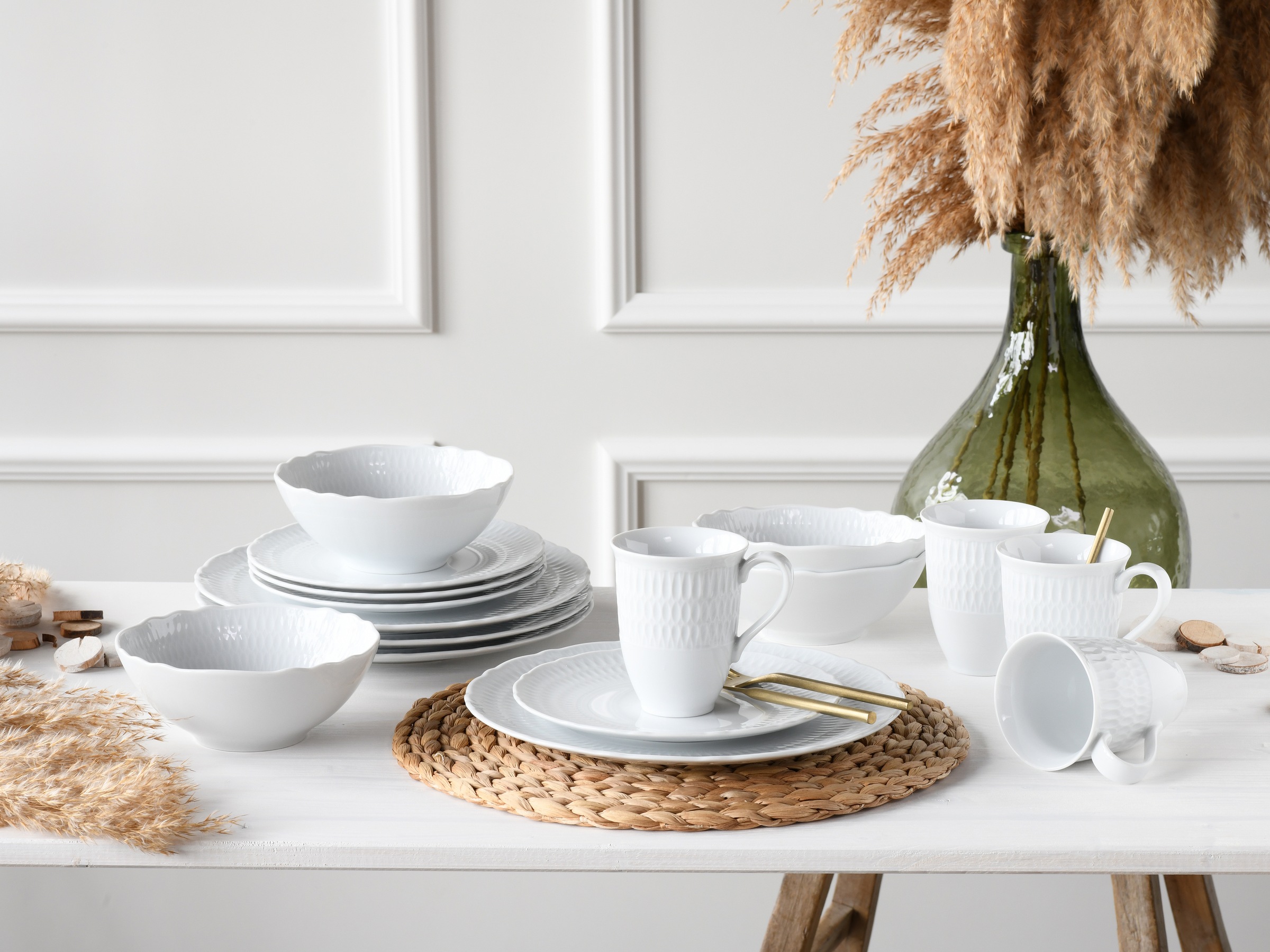 CreaTable Kombiservice »Sofia, Kombi-Service 16 tlg«, (Set, 16 tlg.), Klassisch-elegantes Relief