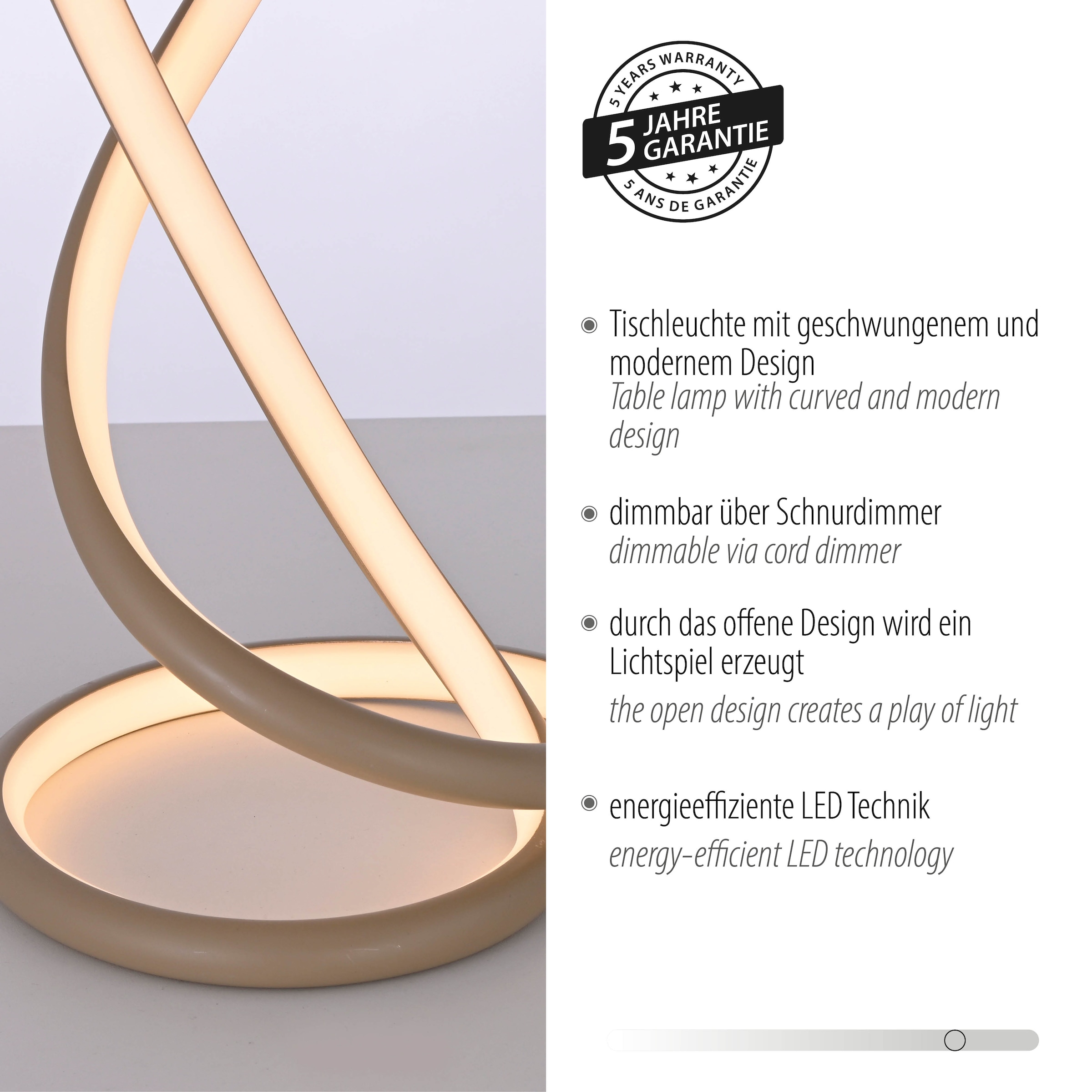 Paul Neuhaus LED Tischleuchte »TWIST« LED-Board 1 Stk. Warmweiß Schnurdimmer