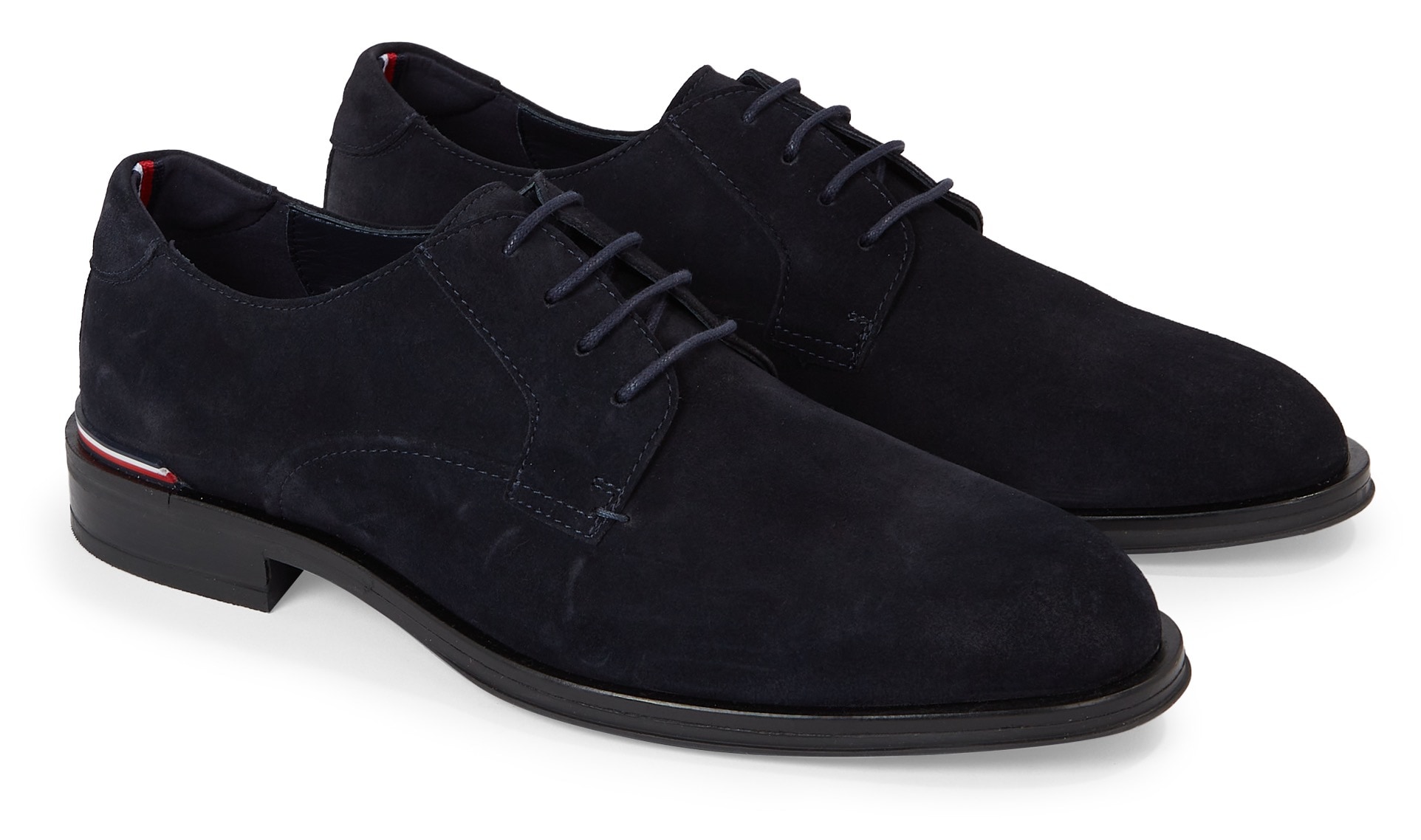 Tommy Hilfiger Schnürschuh "CORE RWB HILFIGER SUEDE SHOE", mit kleinen Details, Freizeitschuh, Halbschuh, Schnürschuh