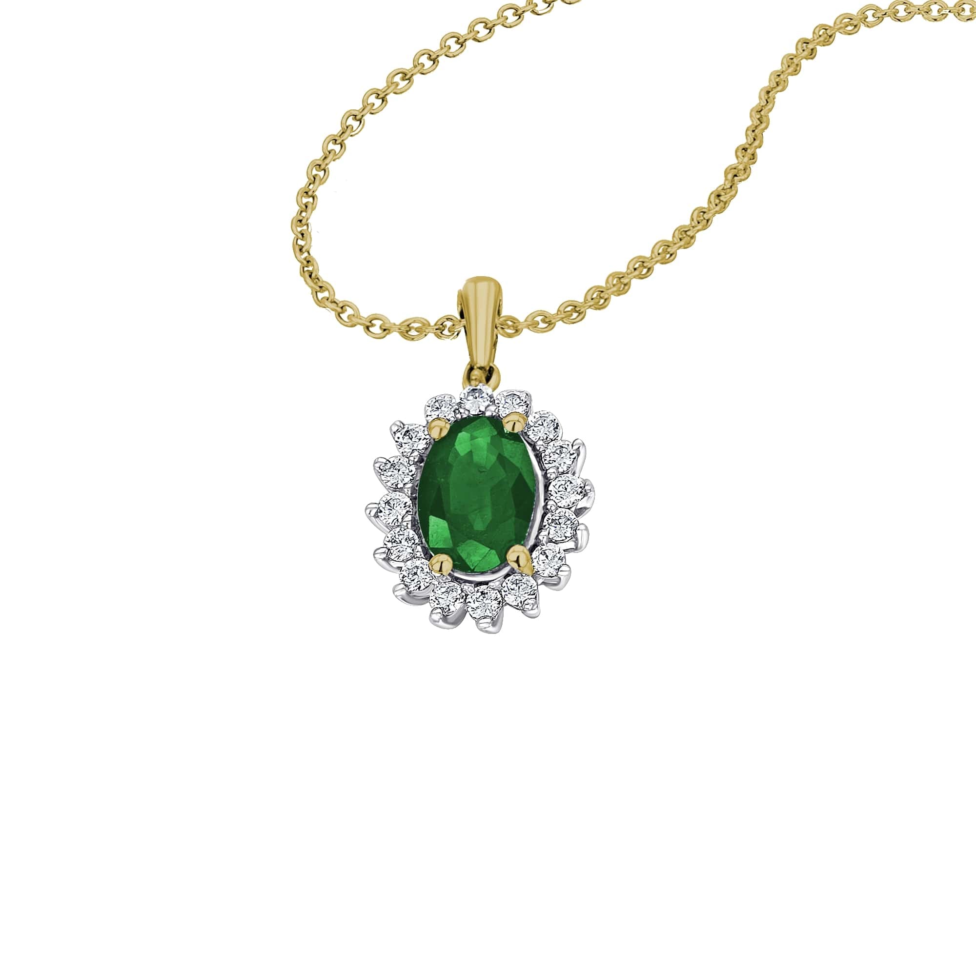 ONE ELEMENT Kette mit Anhänger »0,25 ct Diamant Brillant Smaragd Anhänger aus 585 Gelbgold«, Damen Schmuckset - Set mit verstellbarer Halskette