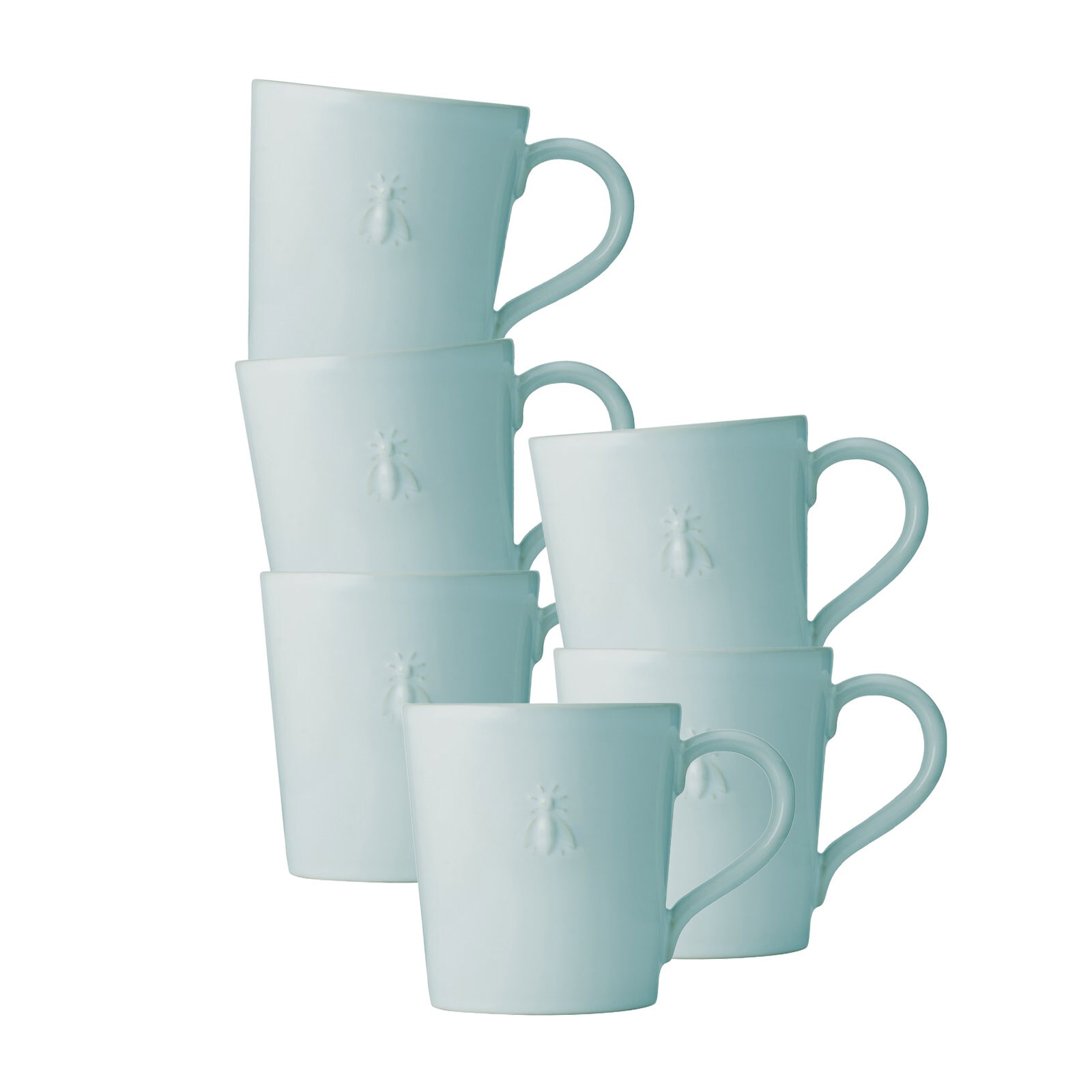 La Rochère France Becher "Henkelbecher Biene 520 ml 6er Set blau" Spülmaschinengeeignet, Mikrowellengeeignet