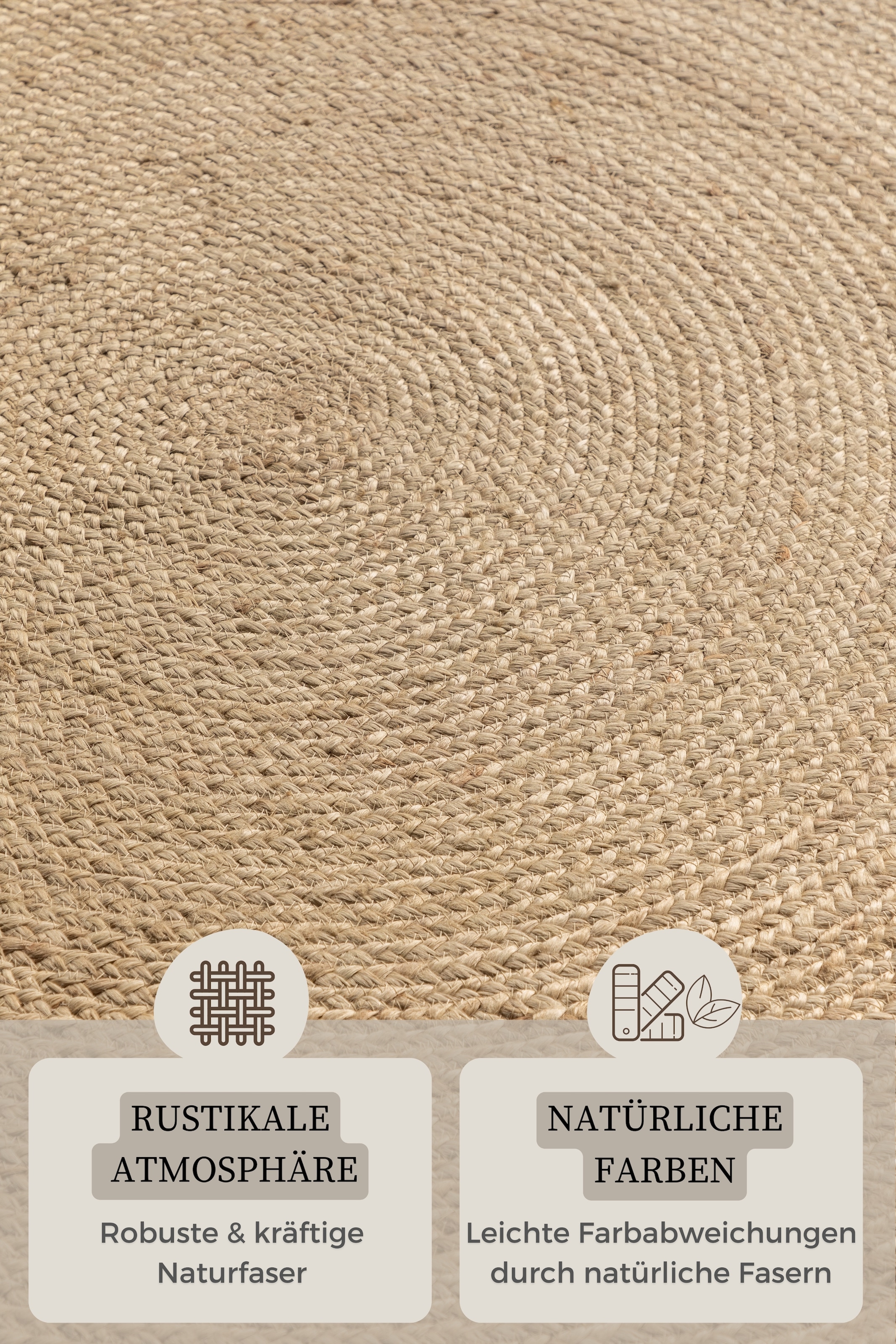 HANSE Home Teppich »Rangpur Juteteppich«, rund, 10 mm Höhe, Handgewebt, 100% Jute, Natur, Wohnzimmer, Flur, Boho, Skandi
