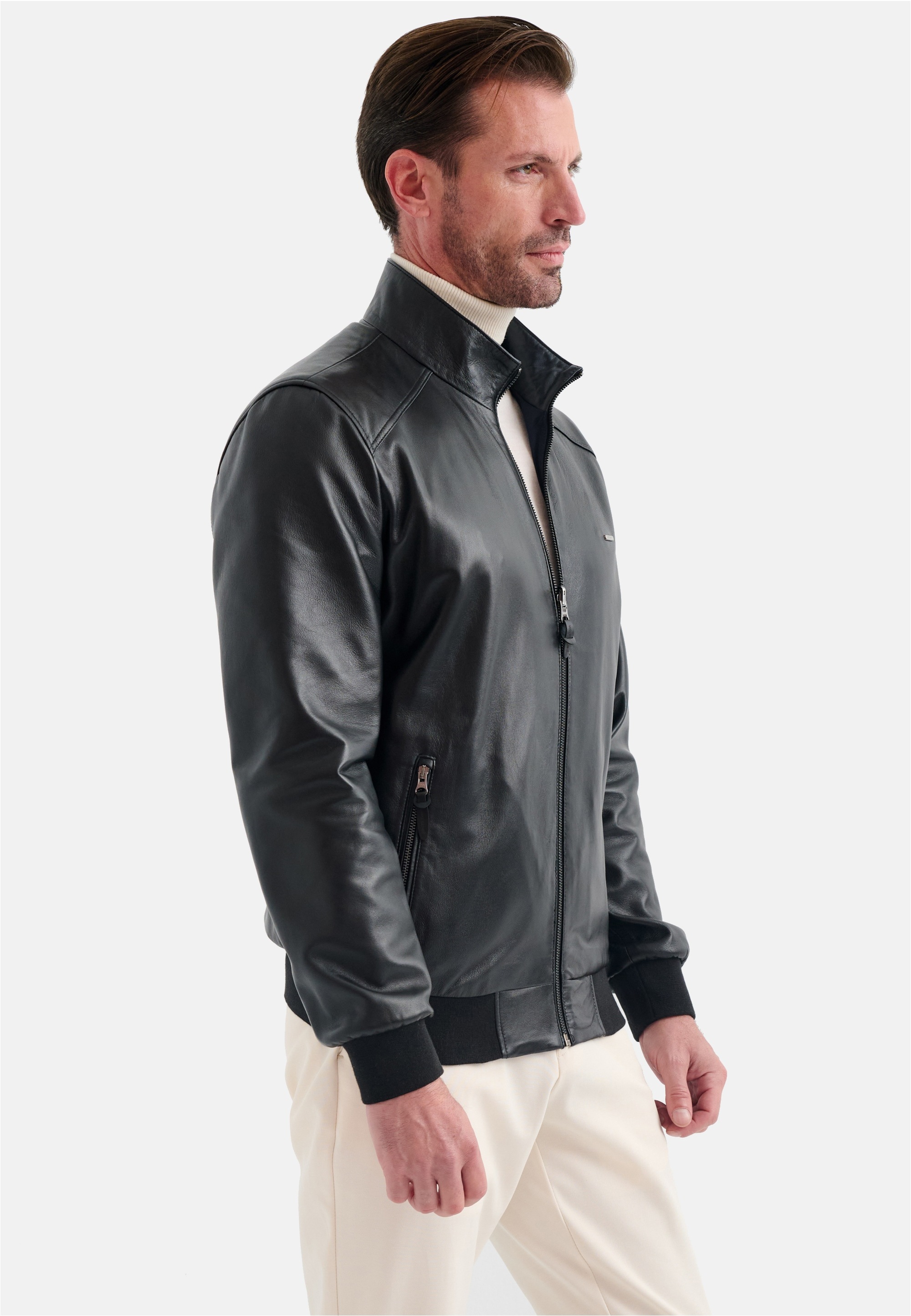 Thumbnail - Pierre Cardin Lederjacke mit Stehkragen
