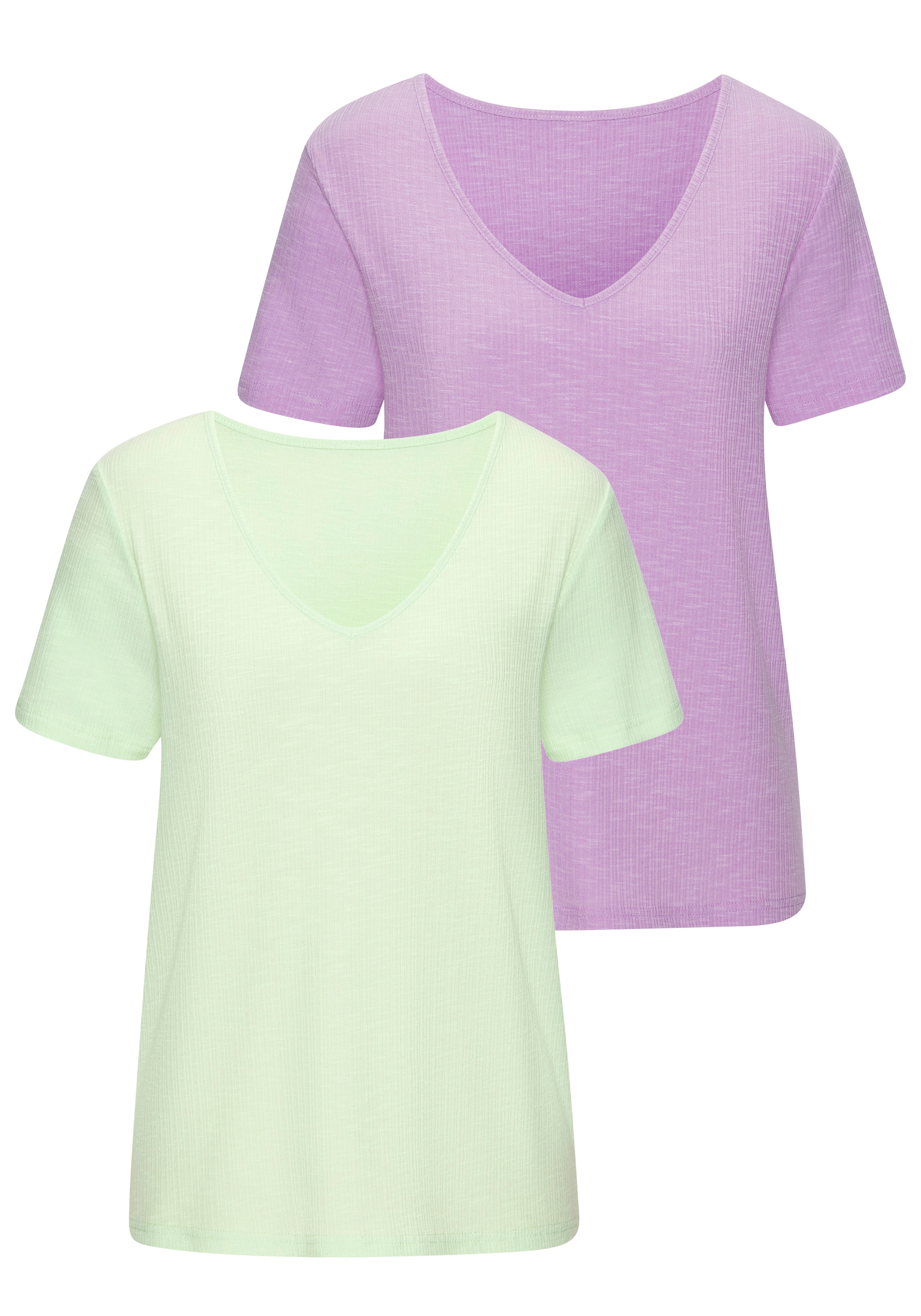 Vivance T-Shirt "mit modischer Rippstruktur", (2er-Pack), aus weichfließend günstig online kaufen