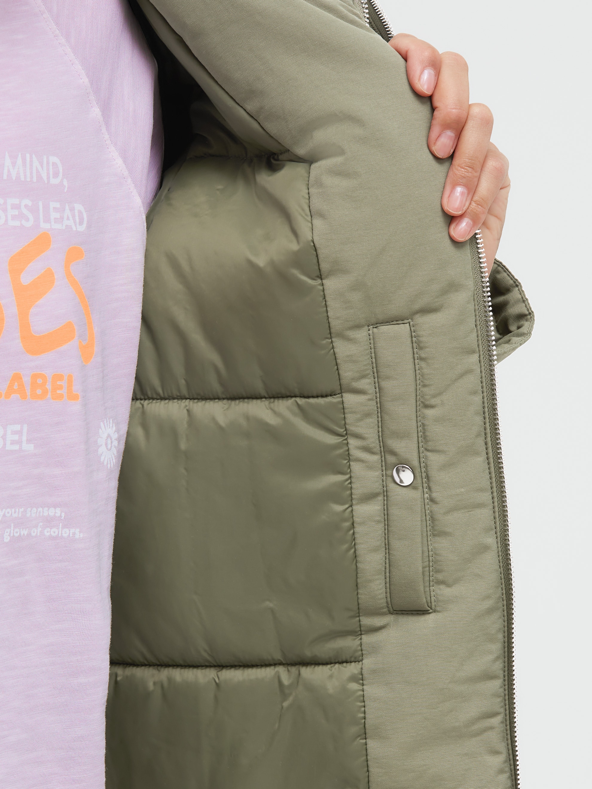 SENSES.THE LABEL Winterjacke mit Kapuze mit Zwei-Wege-Reißverschluss