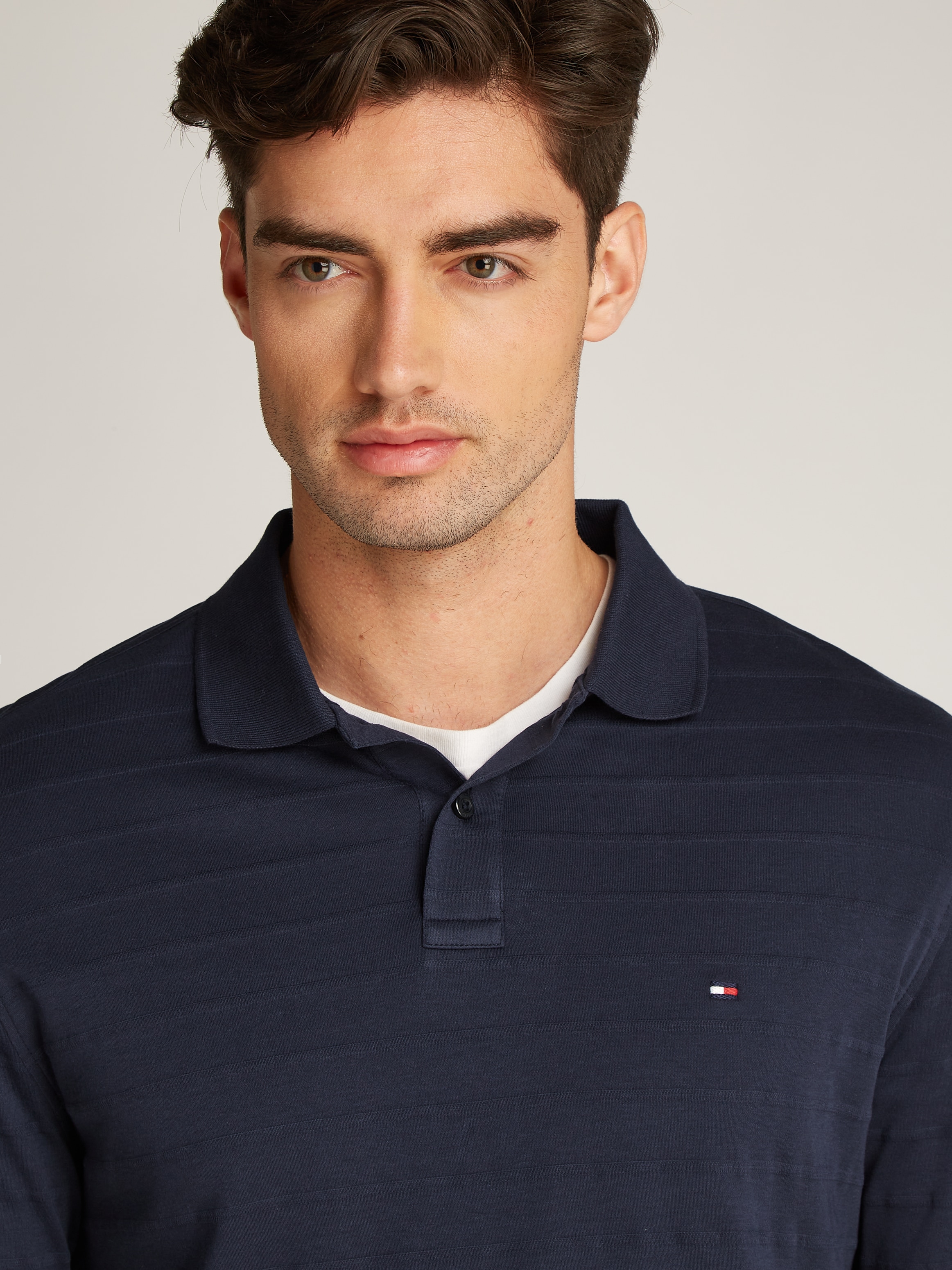 Tommy Hilfiger Langarm-Poloshirt »MERC JACQUARD STRIPE LS REG POLO«