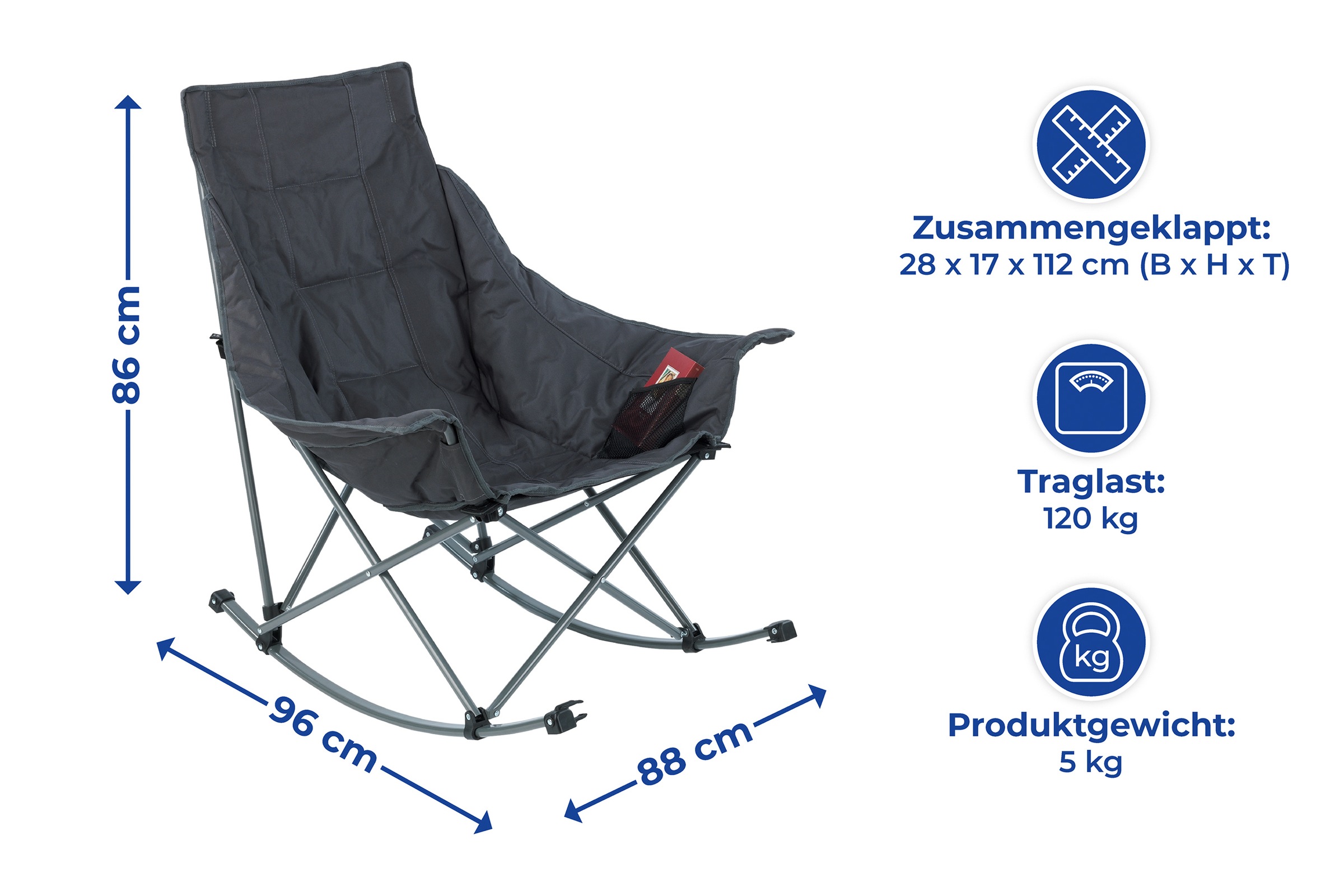 Maximex Campingstuhl »Falt-Schaukelstuhl«, für drinnen & draußen