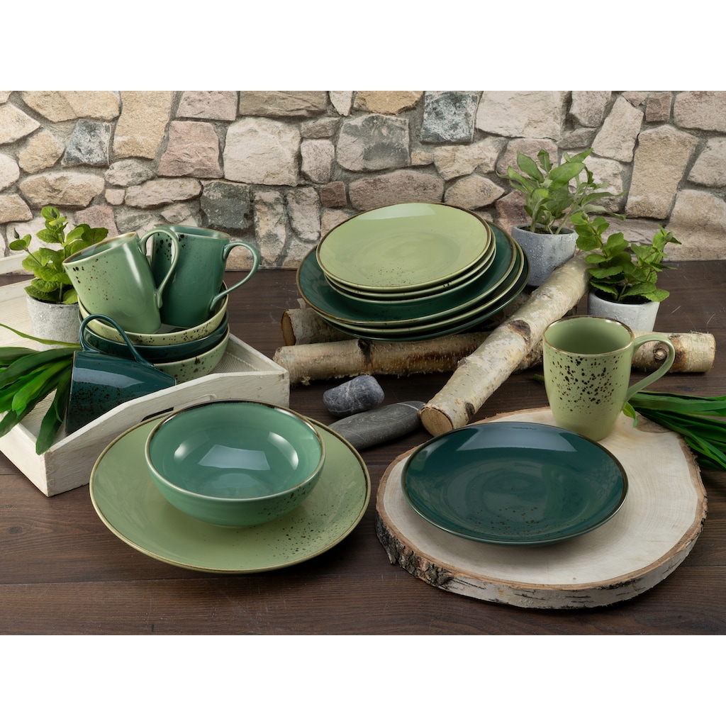 CreaTable Kombiservice »Geschirr-Set NATURE COLLECTION«, (Set, 16 tlg., Kaffeeservice und Tafelservice im Set, für 4 Personen)