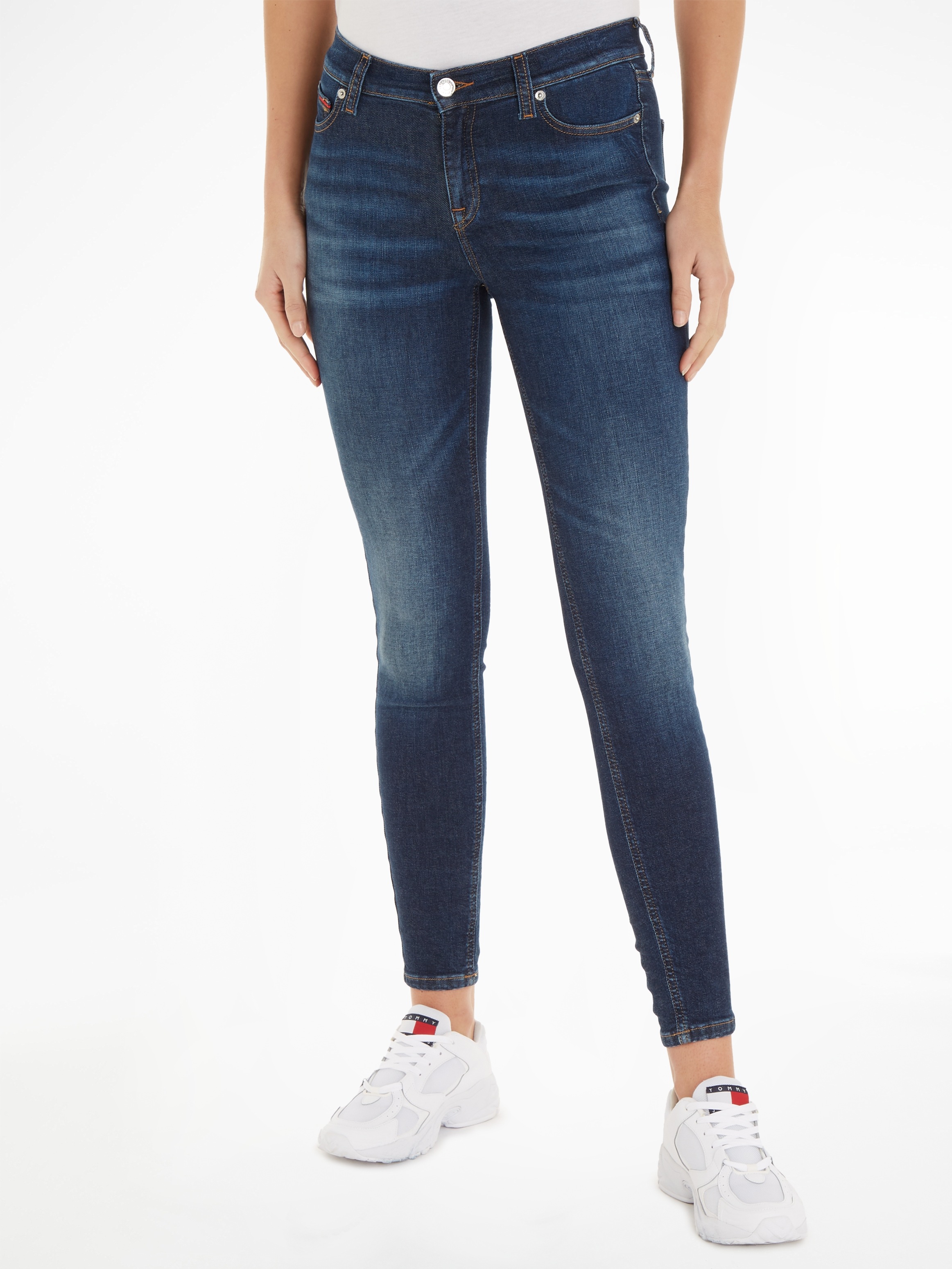 mit BAUR | Label-Applikationen Skinny-fit-Jeans, Jeans Tommy kaufen dezenten